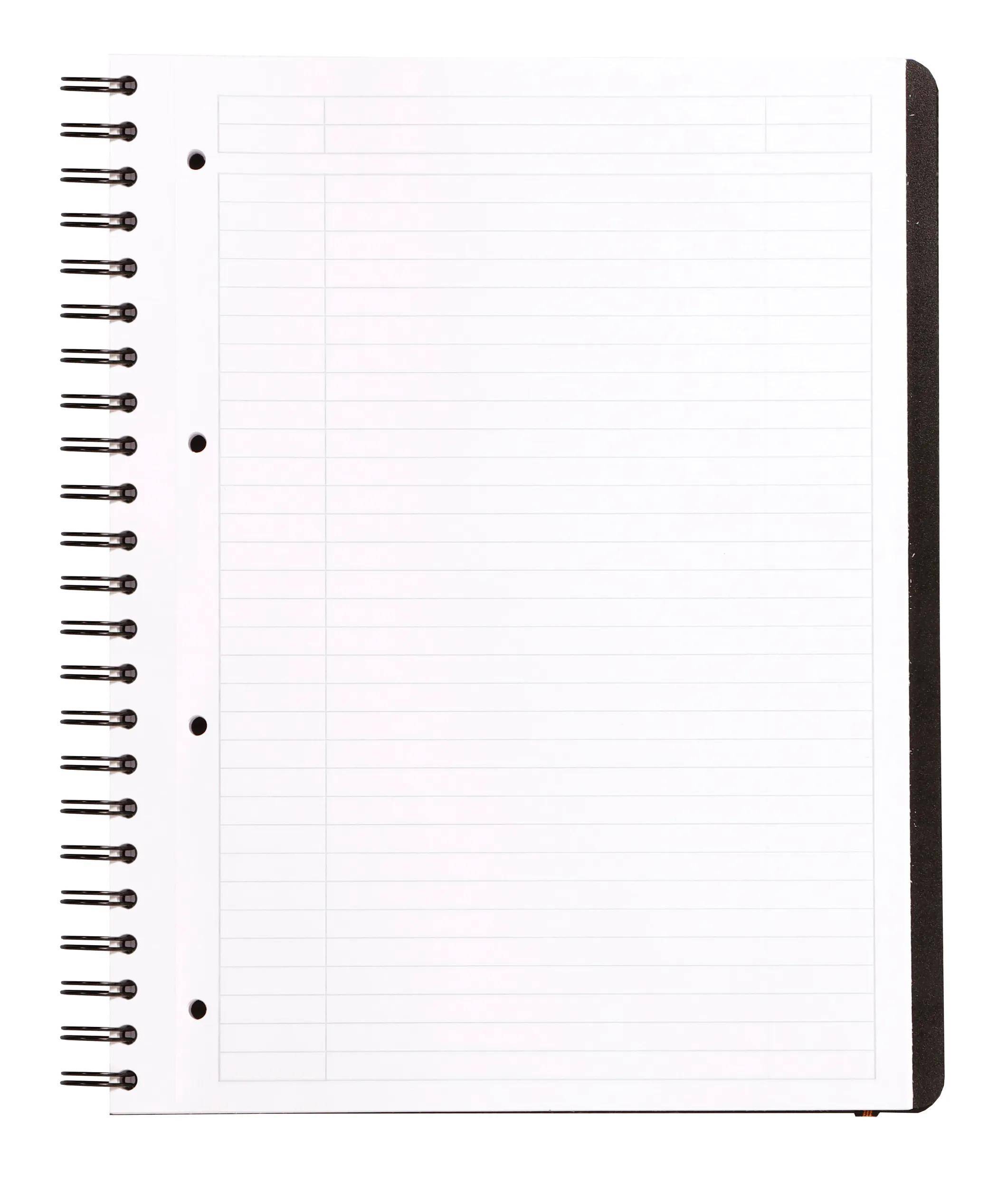 Ein Notizbuch mit Spiralbindung und liniertem Papier, aufgeschlagen. Die Seiten sind leer und bereit zum Schreiben.