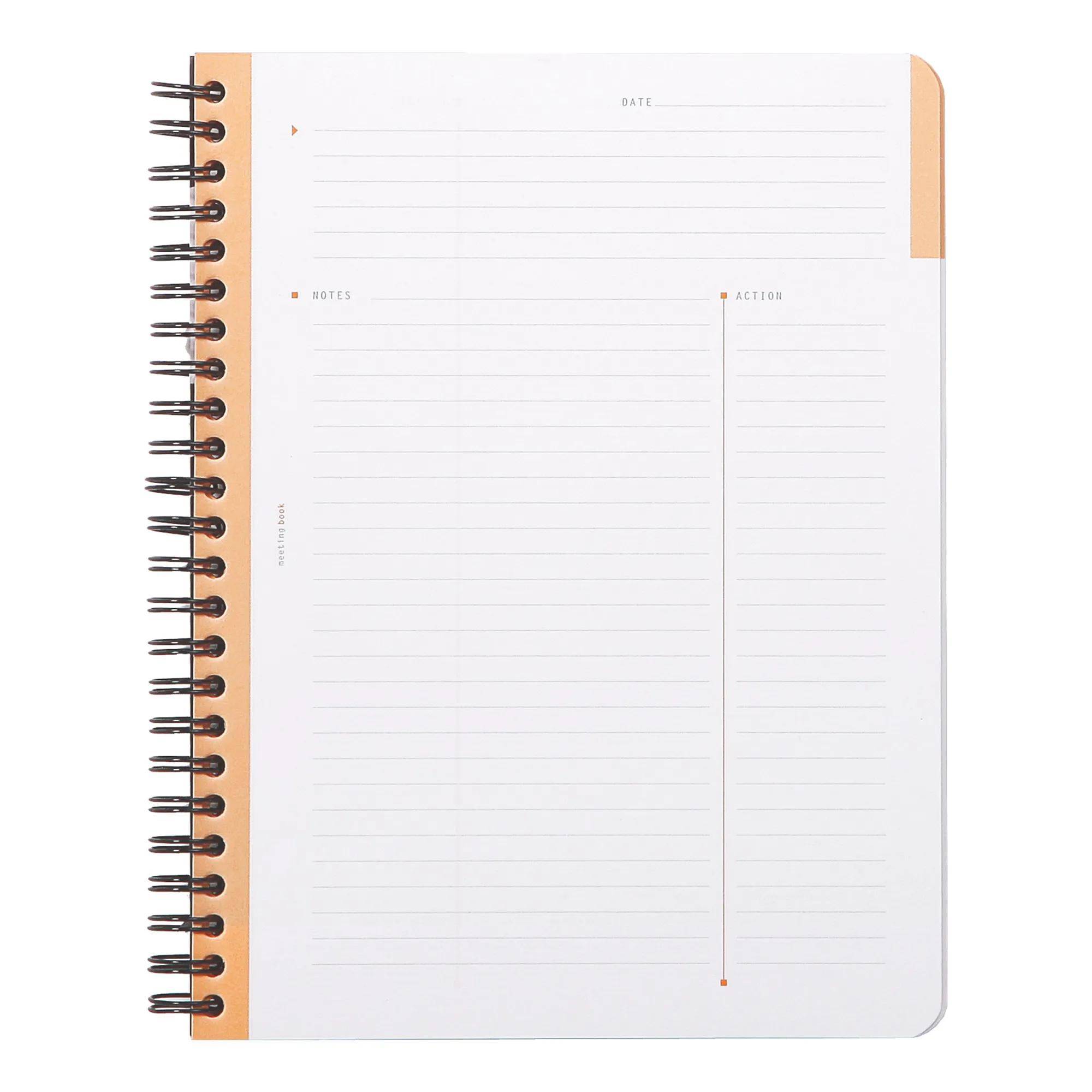 Ein spiralgebundenes Notizbuch mit Abschnitten, die mit „Notizen