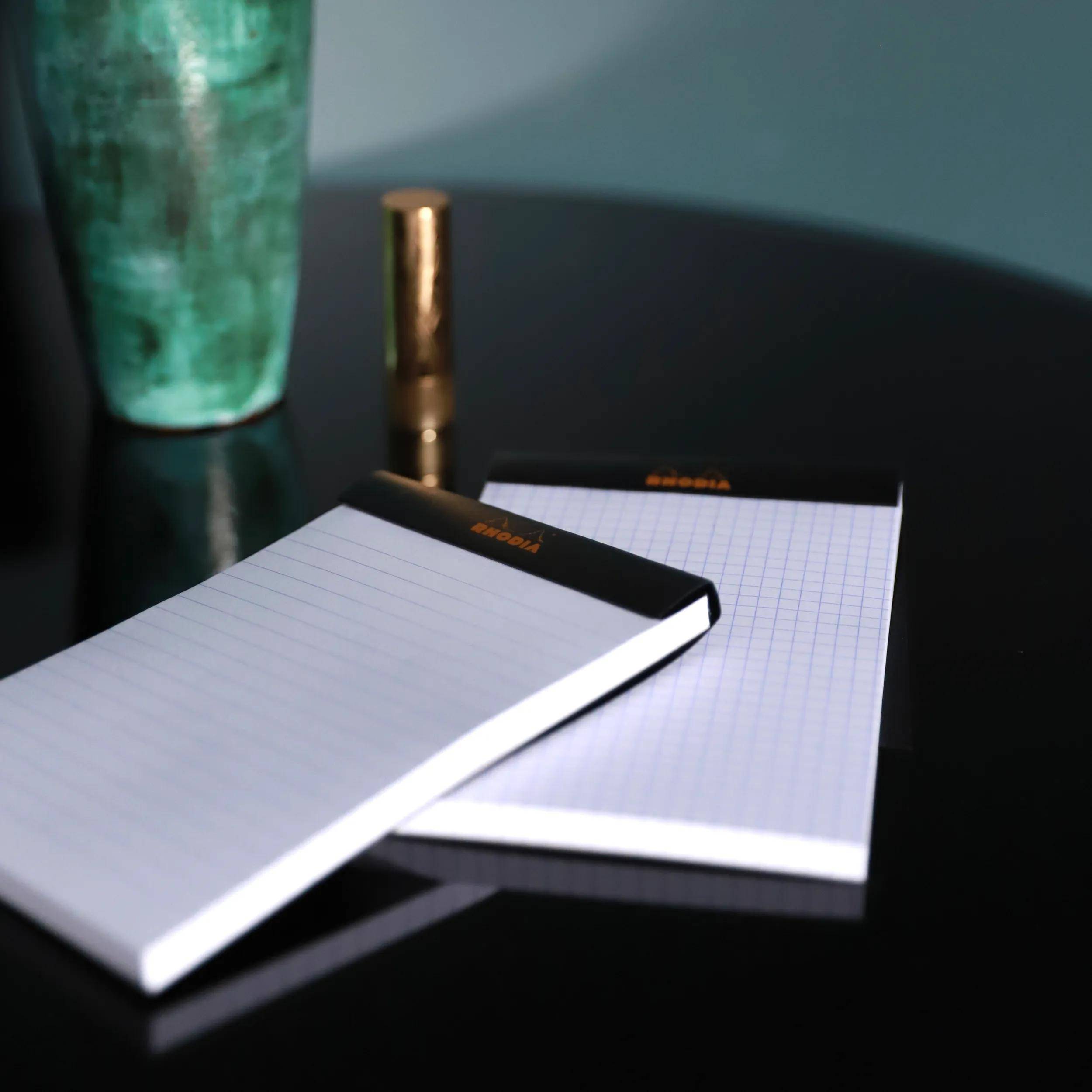 Rhodia 10x Block geheftet 8,5x12cm 80 Blätter kariert 80g - Schwarz 122009C