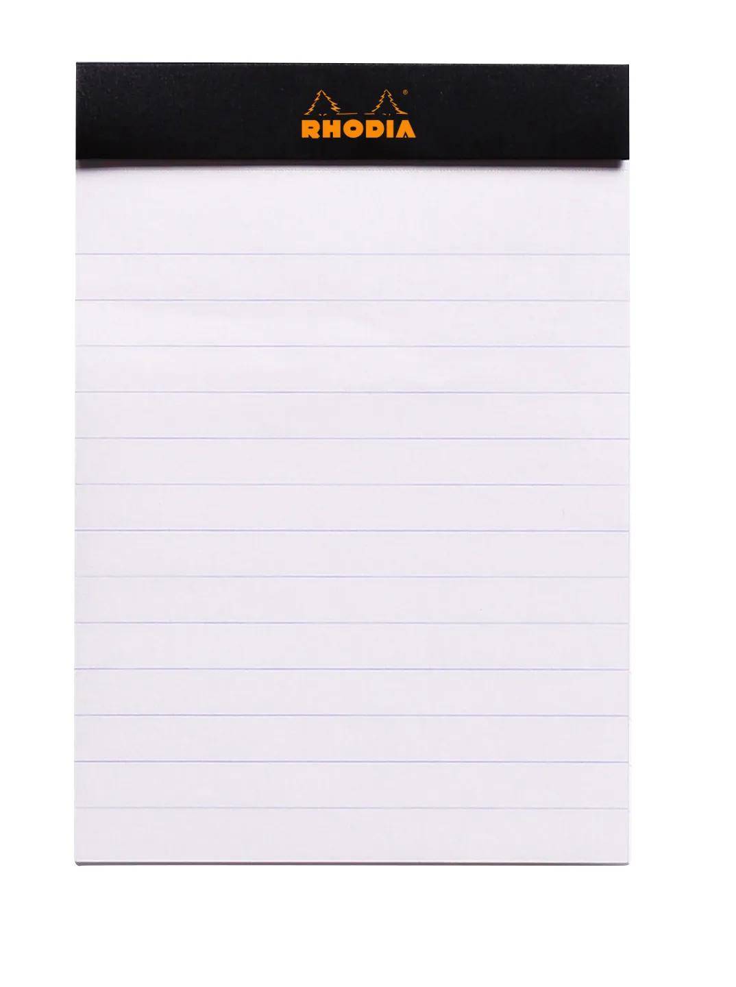 Rhodia 10x Block geheftet 8,5x12cm 80 Blätter liniert 80g - Schwarz 126009C