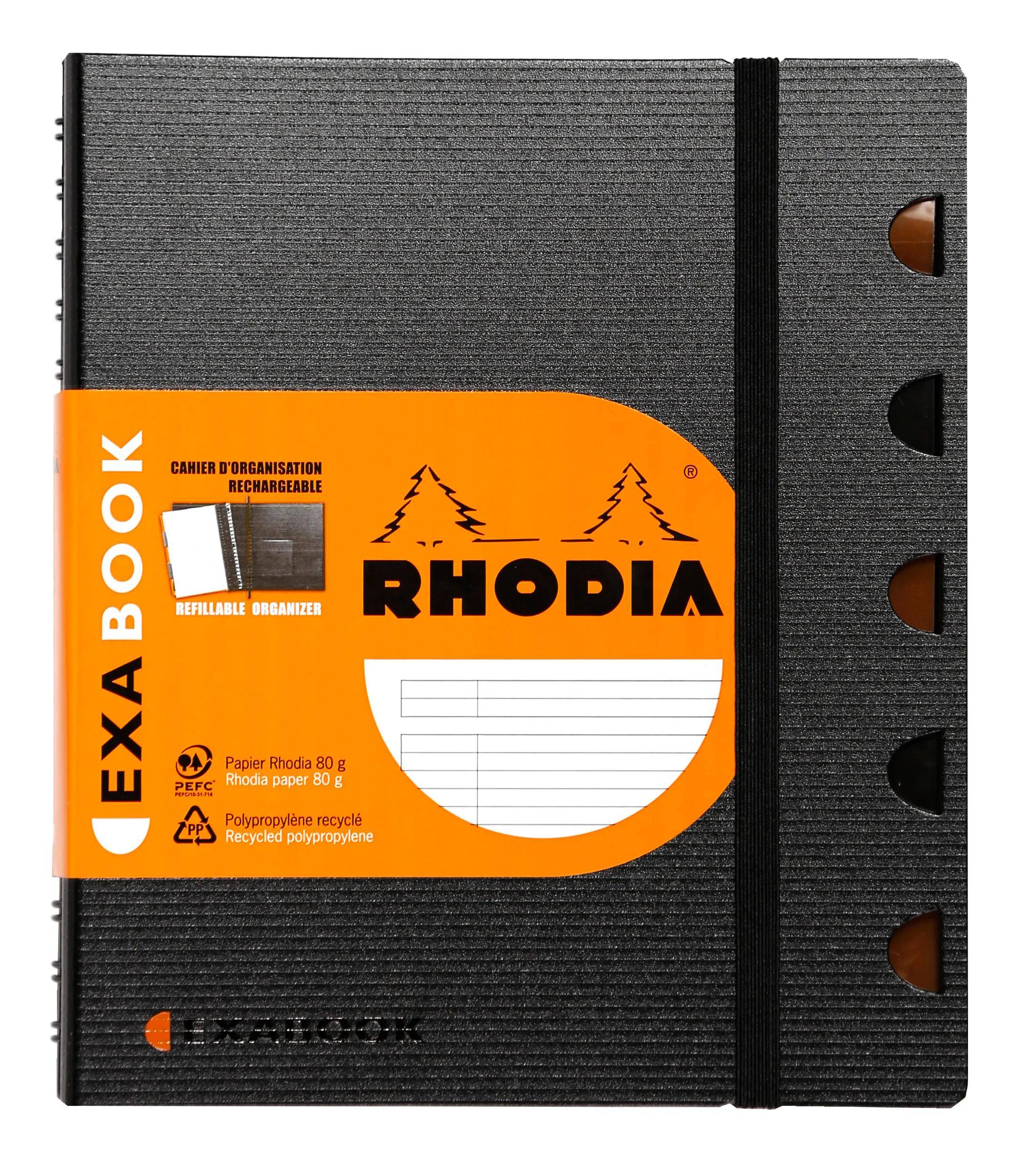 Rhodia 6x ExaBook mit Doppelspirale A5+ liniert 80Bl 90g - Schwarz 132576C