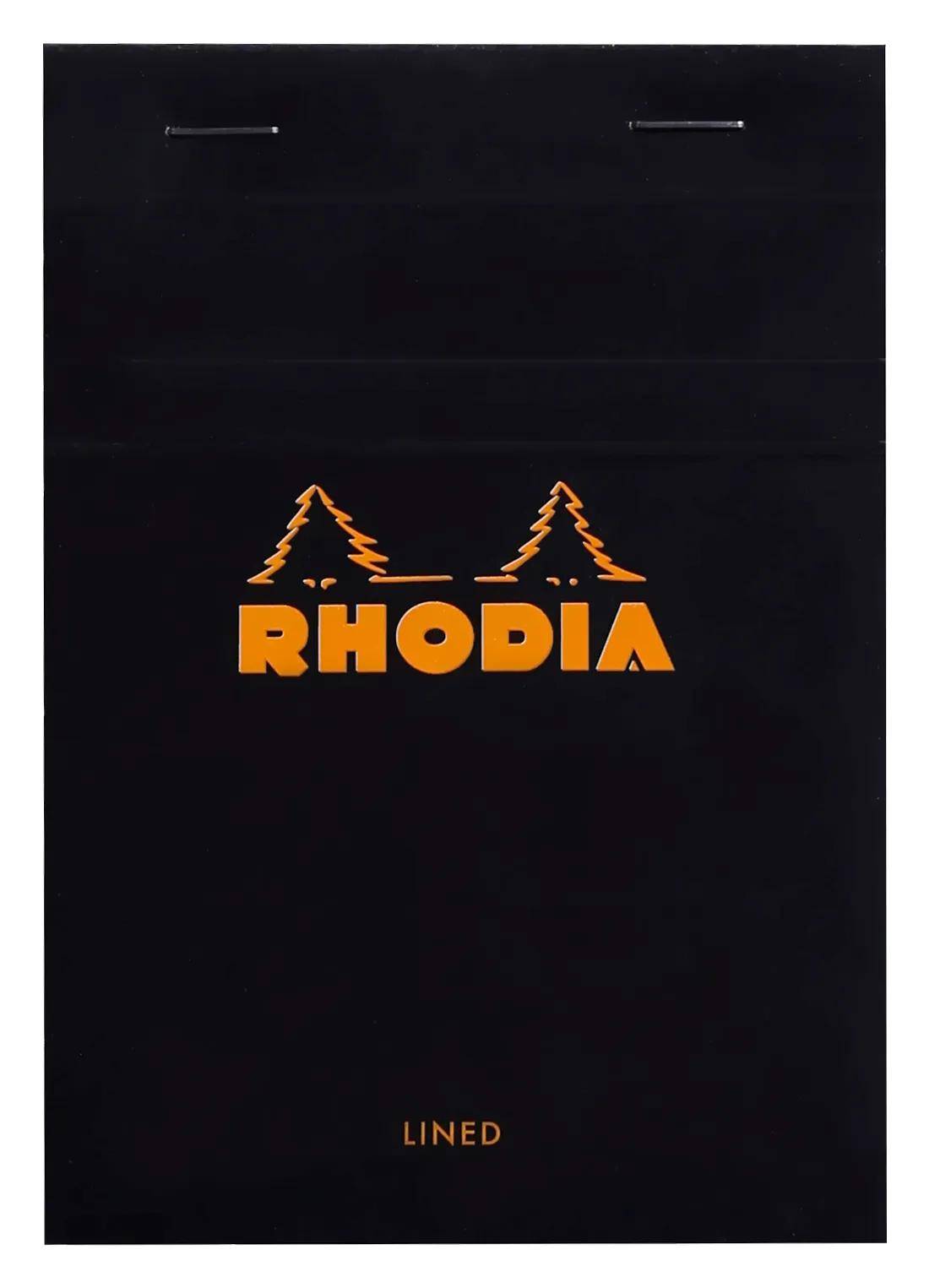 Rhodia 10x Gehefteter Notizblock No.13 A6 80 Bl liniert 80g Schwarz 136009C