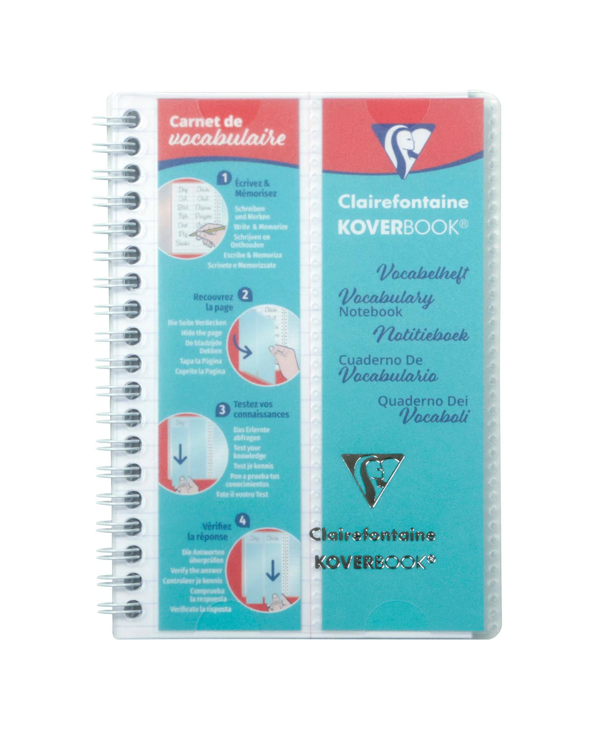 Clairefontaine 10x Koverbook, Vokabelheft 11x17cm, 50 Bl liniert Farblos 141820C
