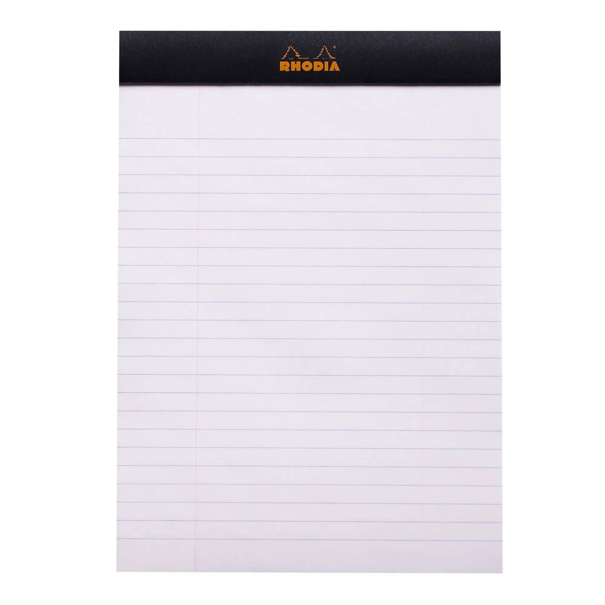 Rhodia 10x Gehefteter Notizblock No.16 A5 80 Bl liniert Rand 80g Schwarz 166009C