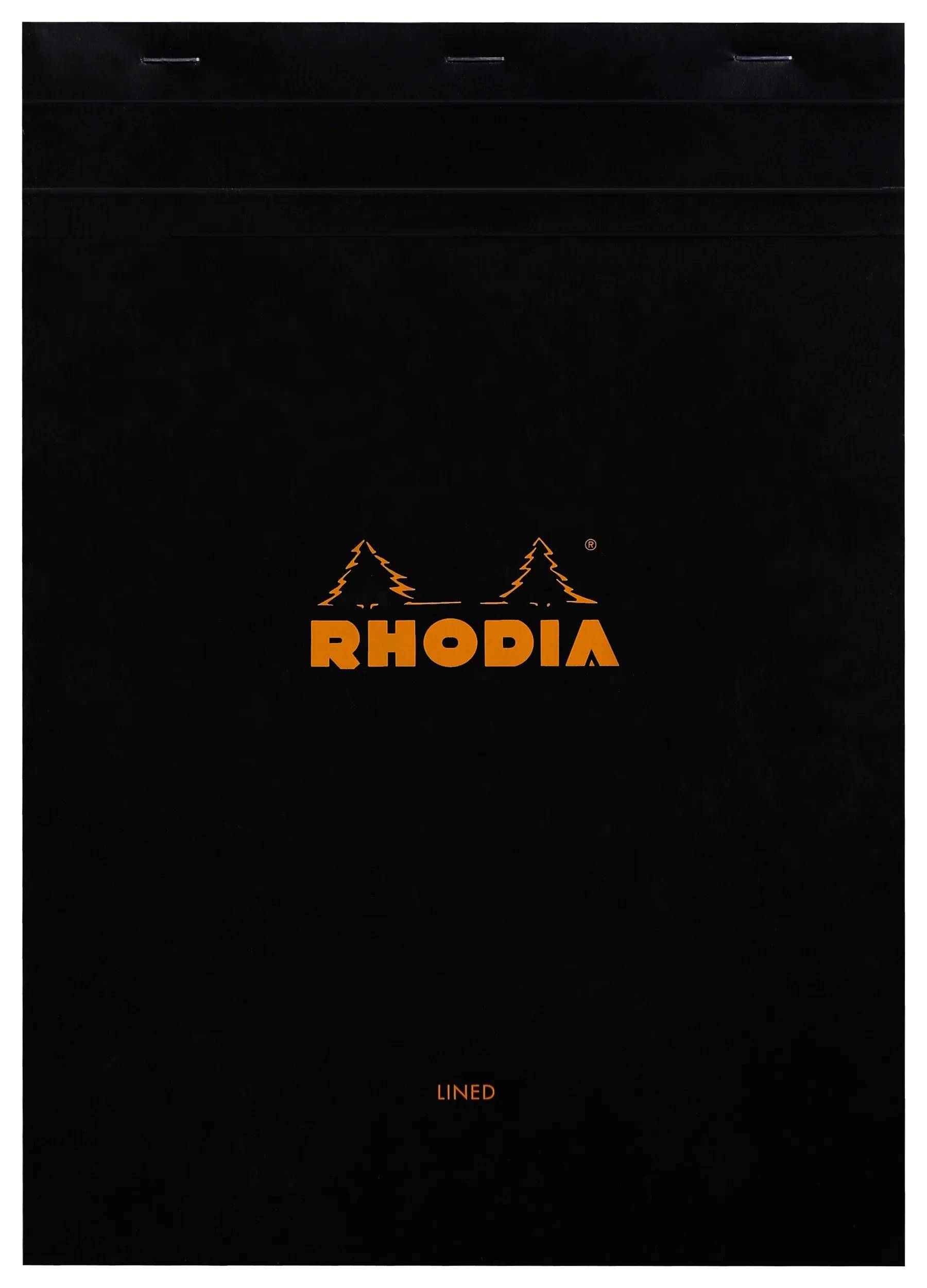 Rhodia 5x Gehefteter Notizblock No.18 A4 80 Bl liniert Rand 80g Schwarz 186009C