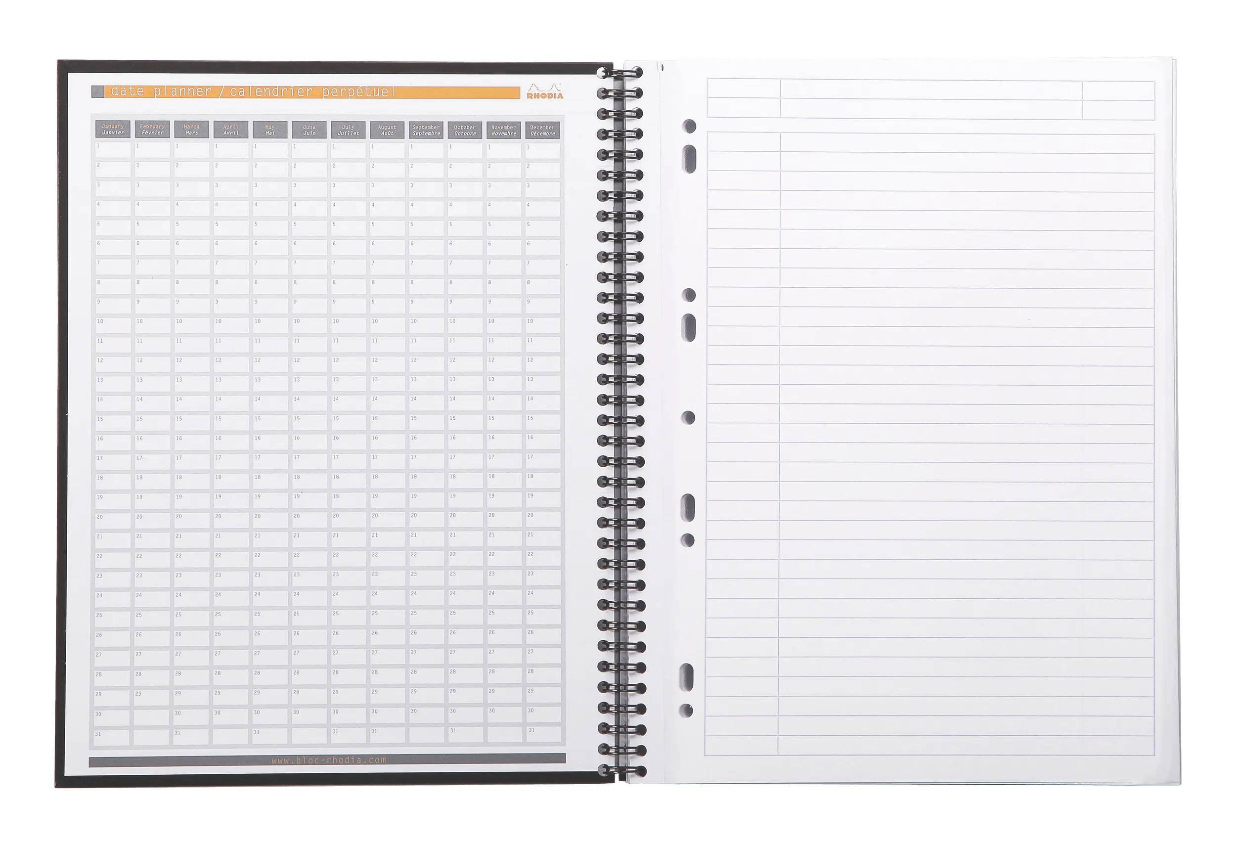 Rhodia 5x Notebook mit Doppelspirale A4+ 80 Blatt liniert 90g - Schwarz 191310C