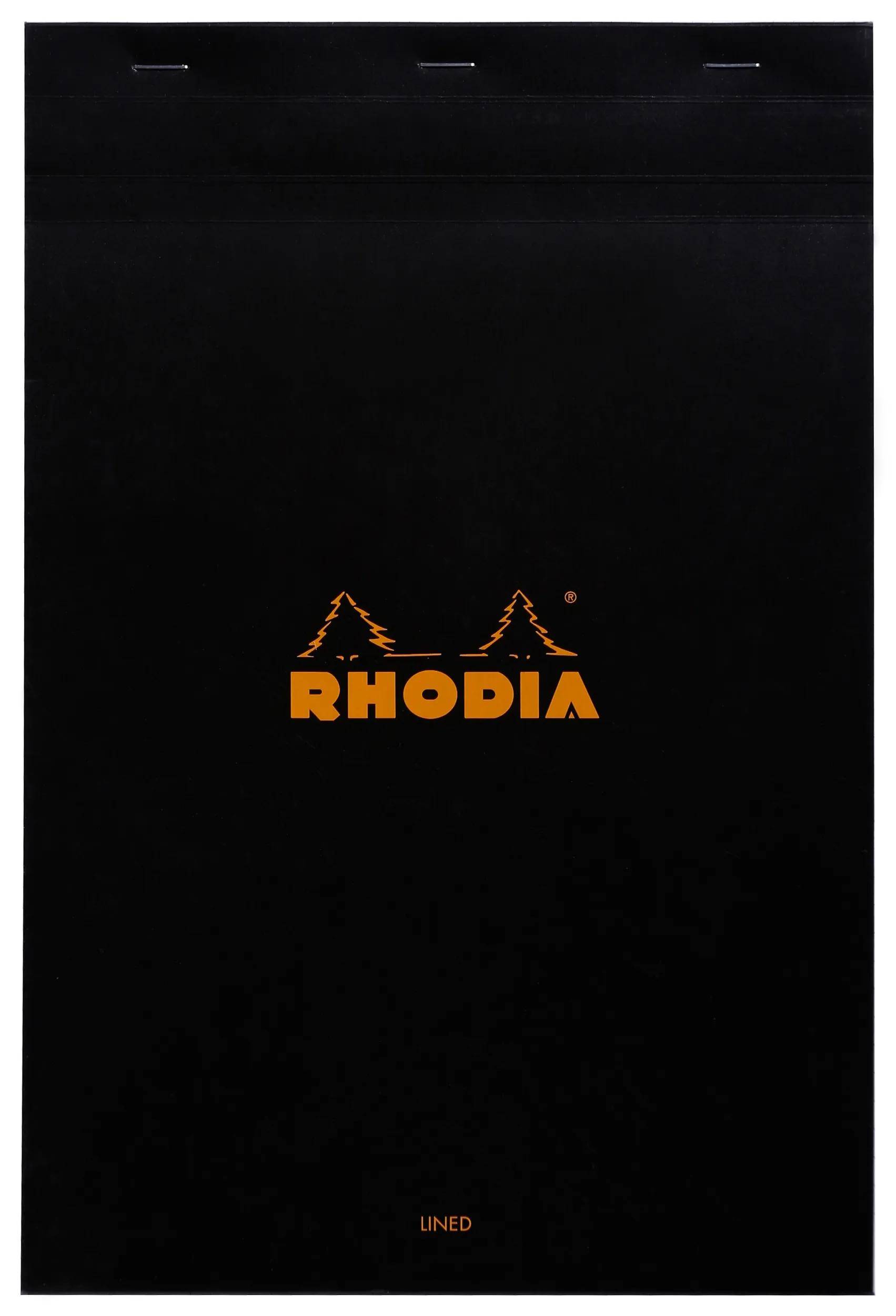 Rhodia 5x Block geheftet A4+ 21x31,8cm 80 Blätter liniert 80g - Schwarz 196009C