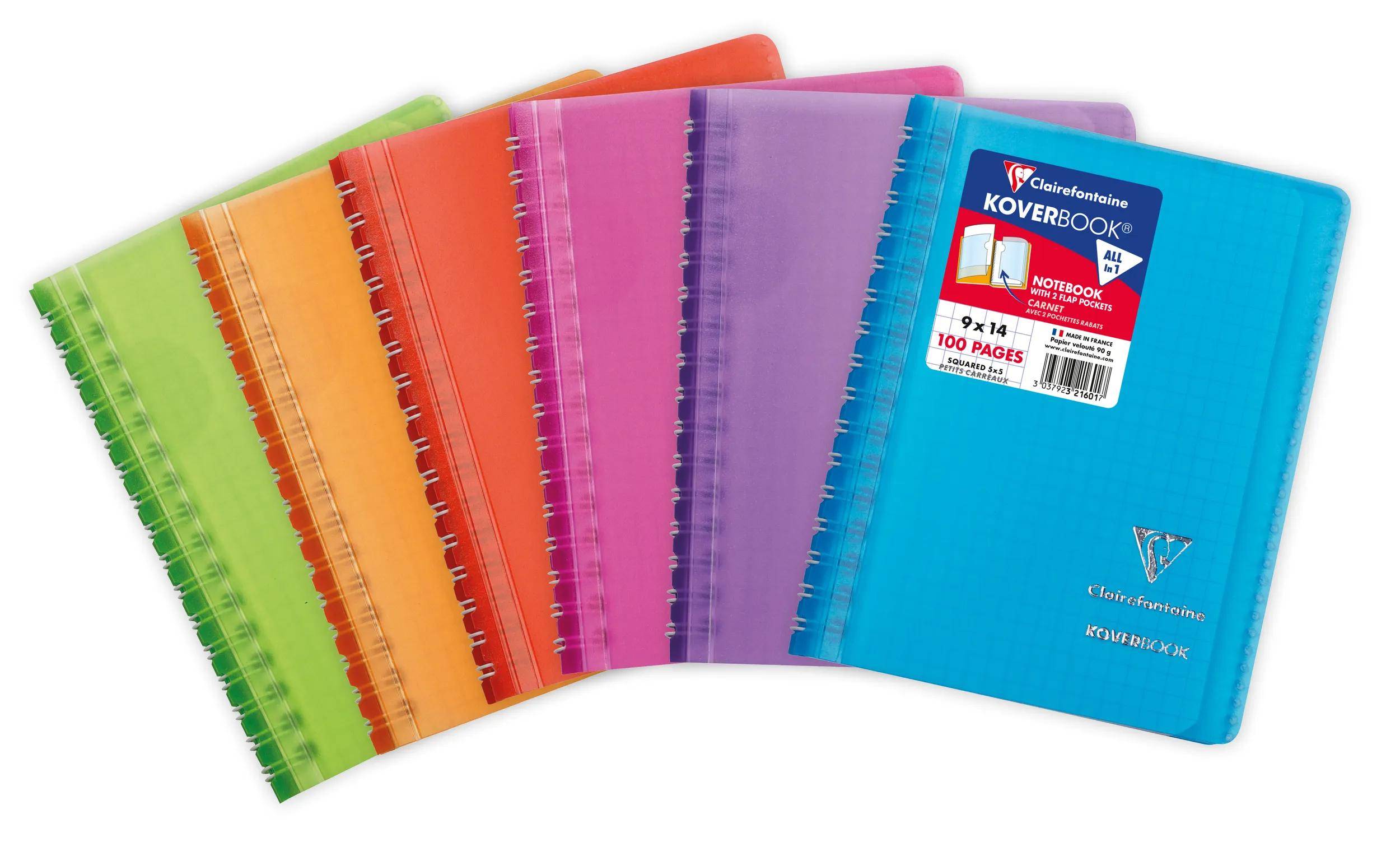 Clairefontaine 10x Notizbücher Doppelspirale kar. 9x14 cm 50 Bl Sortiert 321601C