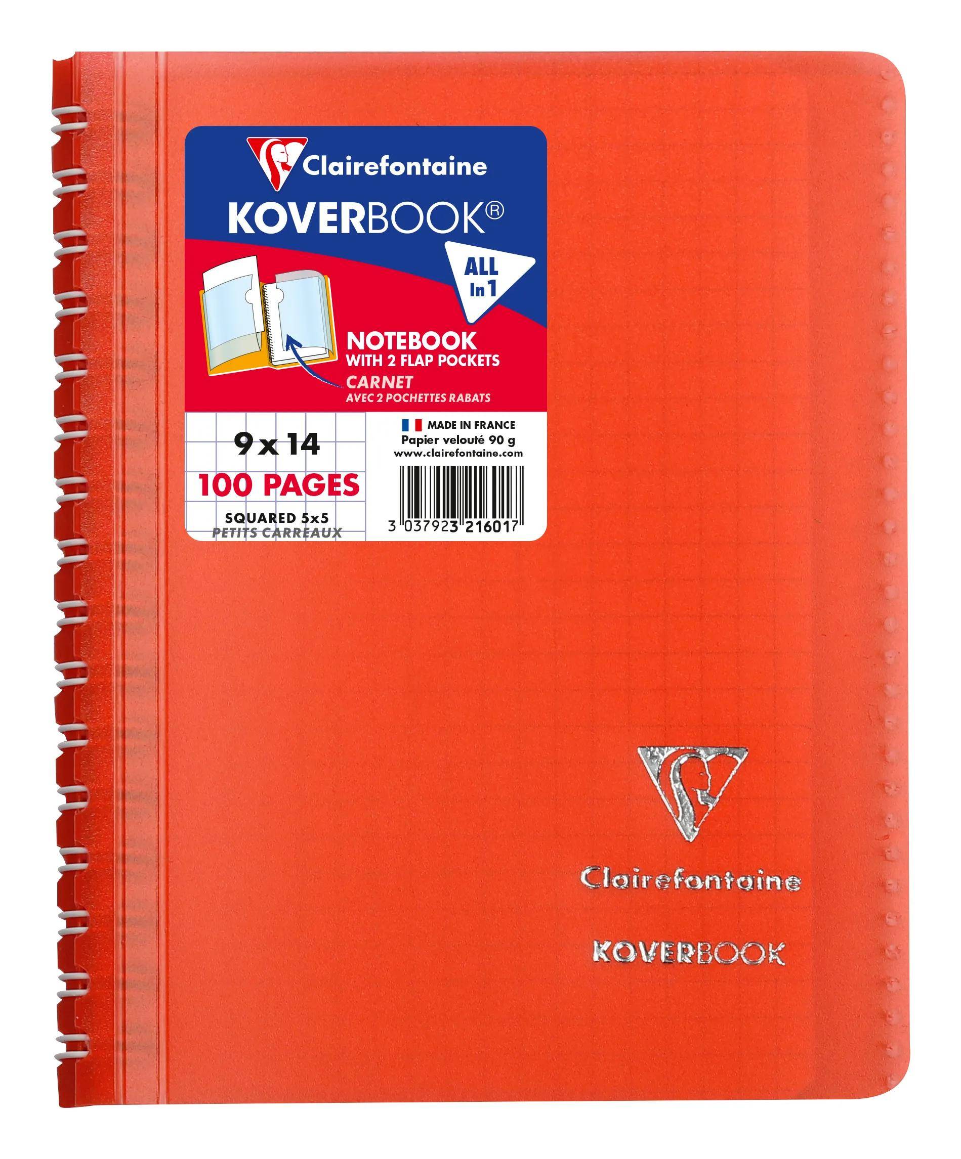 Orange Clairefontaine Koverbook Notizbuch mit Spiralbindung, beschriftet mit 