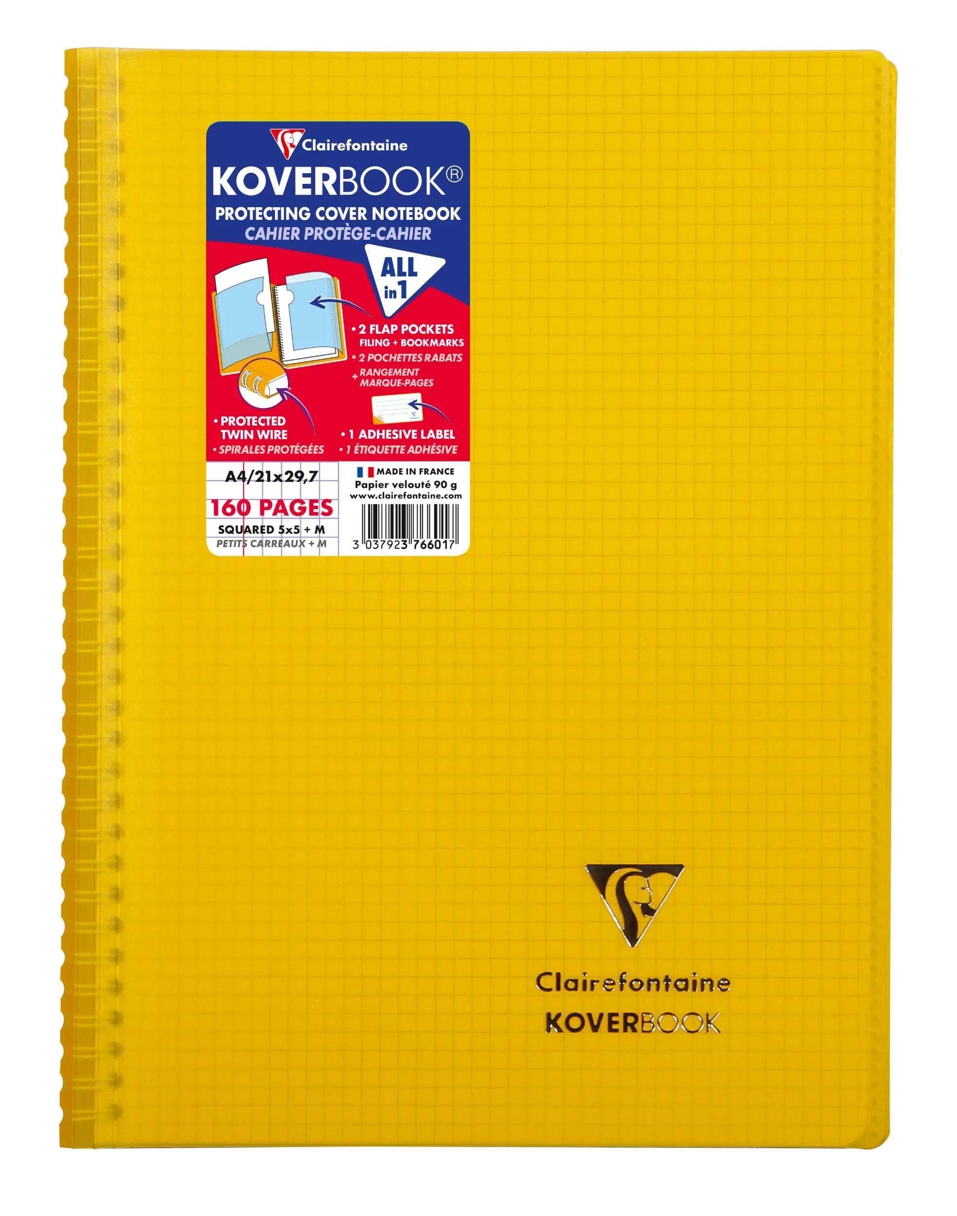 Clairefontaine 20x Spiralblock A4, 80 Blatt kariert Farben Sortiert 376601C