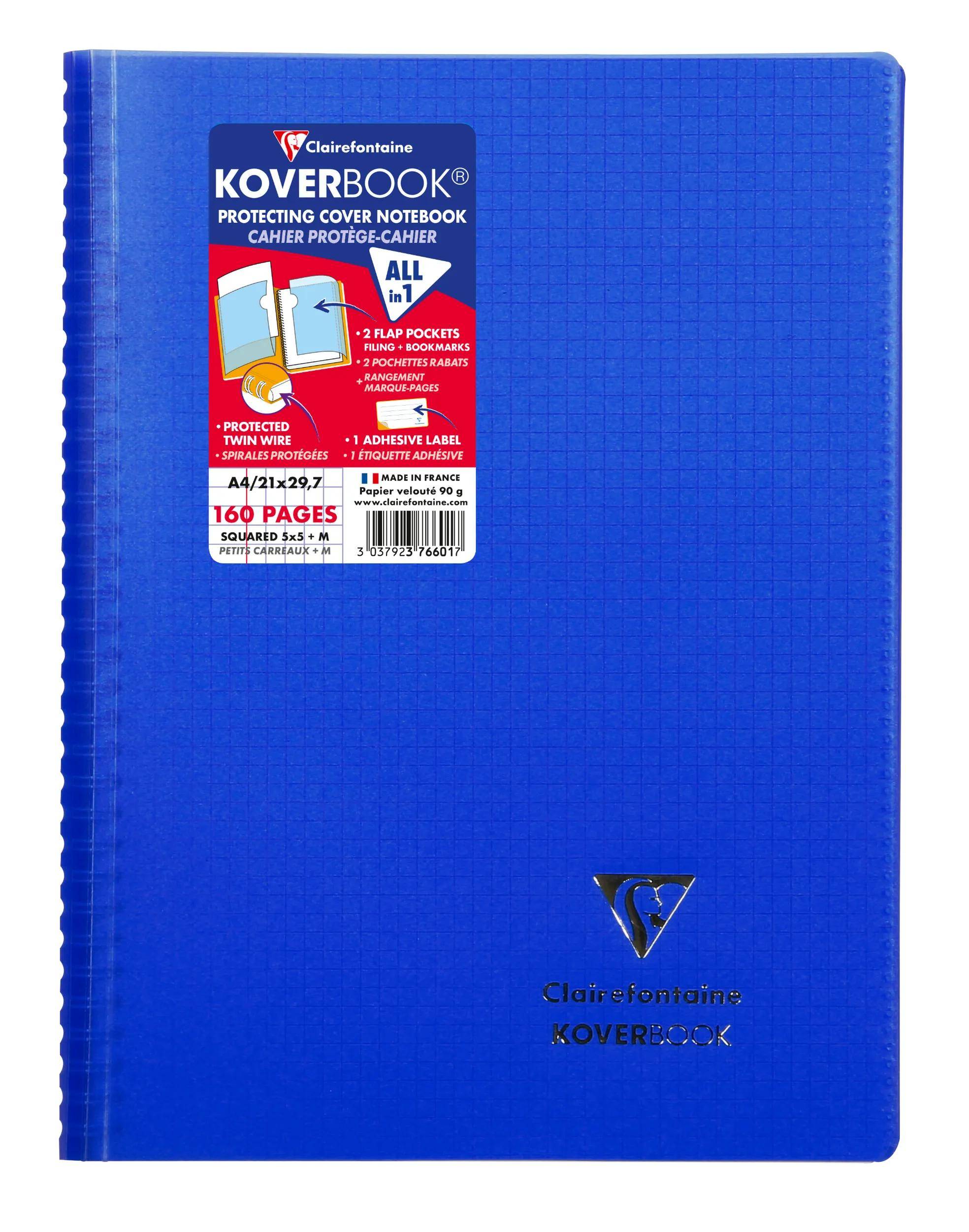 Notizbuchumschlag aus Clairefontaine Koverbook in Blau mit einem Vorderetikett, das 