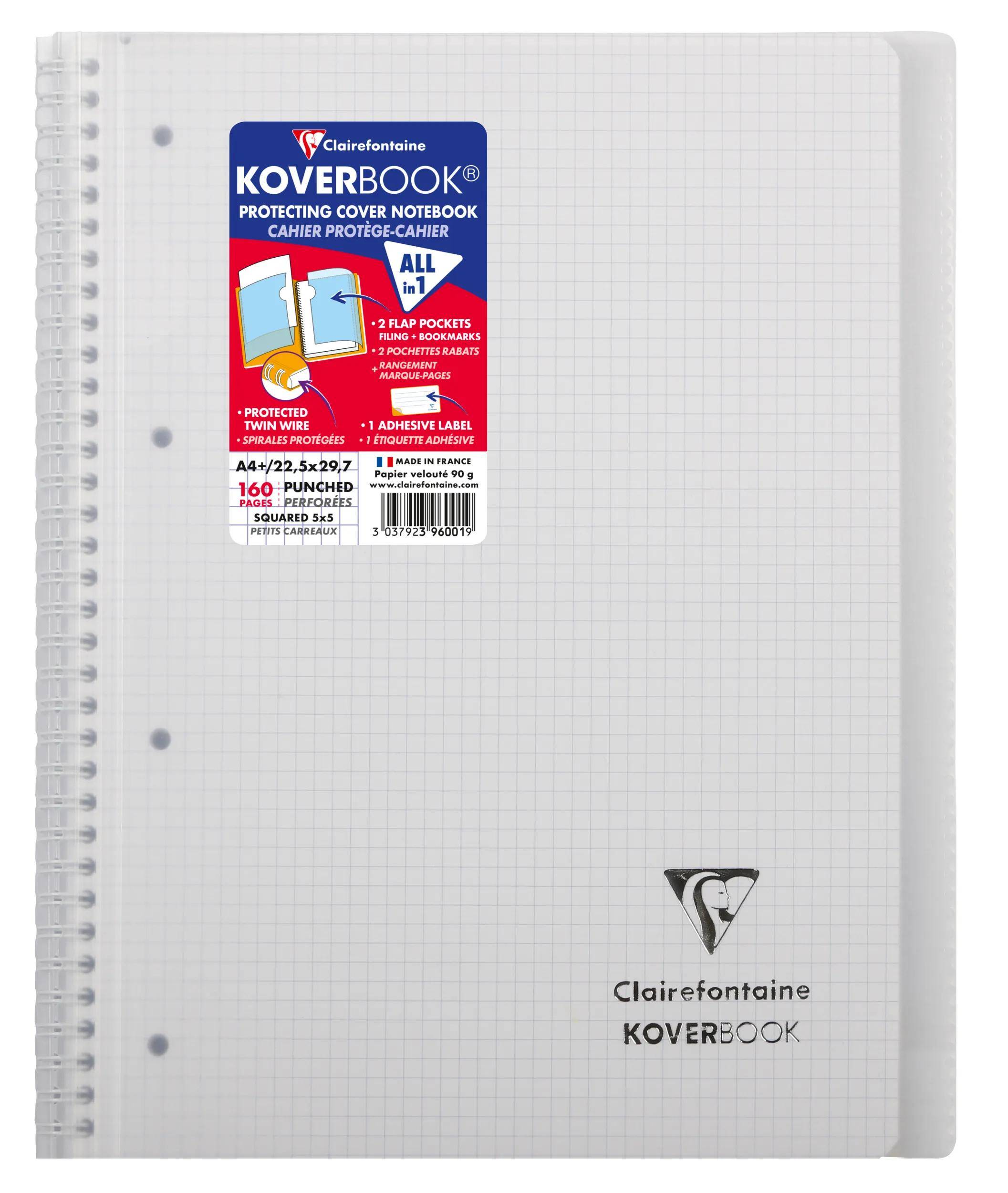 Clairefontaine 5x Doppelspiralblock A4+ 80 Blatt kariert Farben Sortiert 396001C