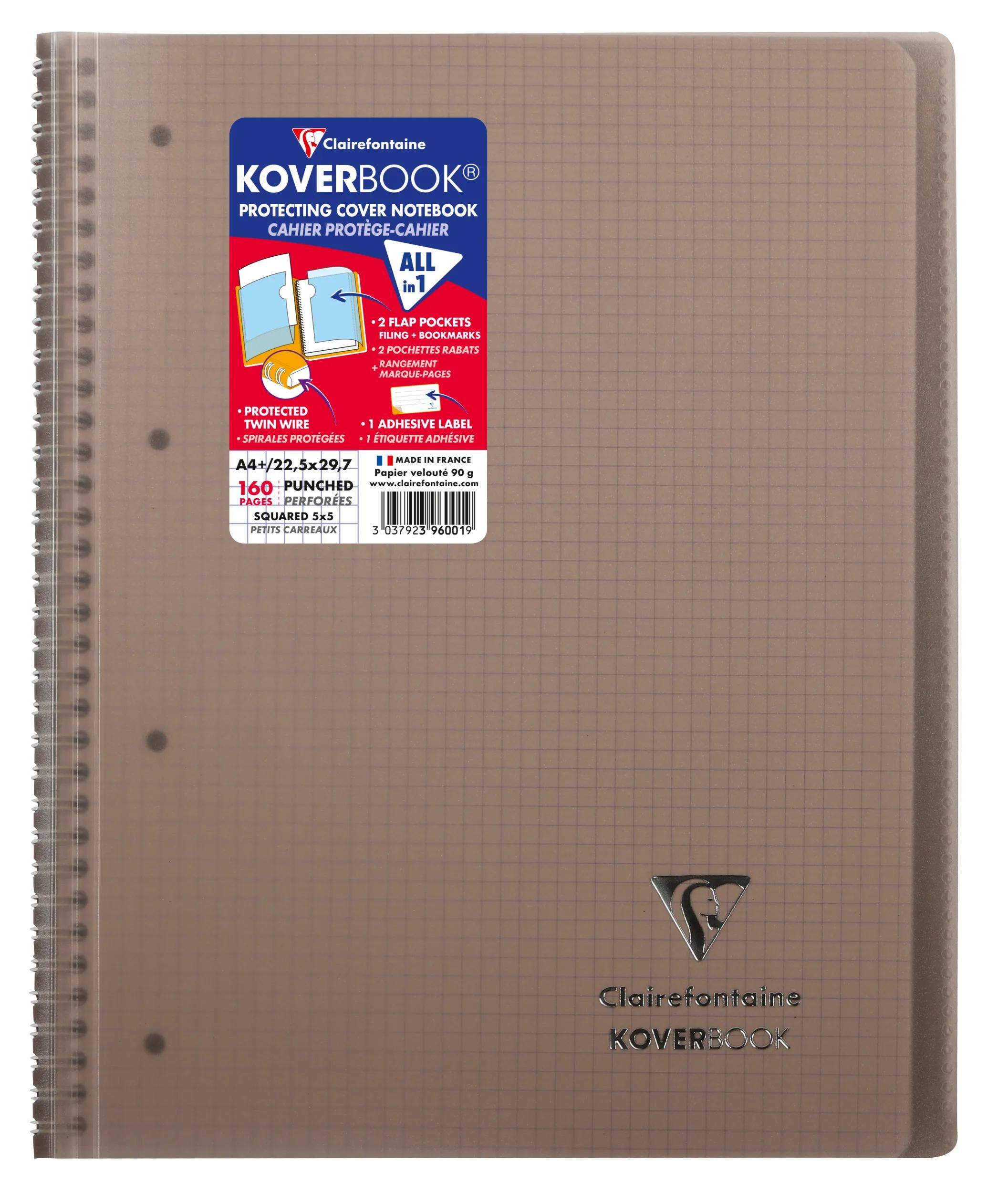 Clairefontaine 5x Doppelspiralblock A4+ 80 Blatt kariert Farben Sortiert 396001C