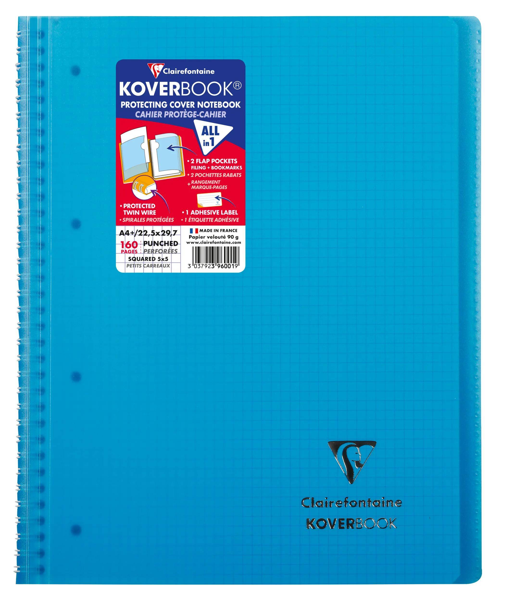 Clairefontaine 5x Doppelspiralblock A4+ 80 Blatt kariert Farben Sortiert 396001C