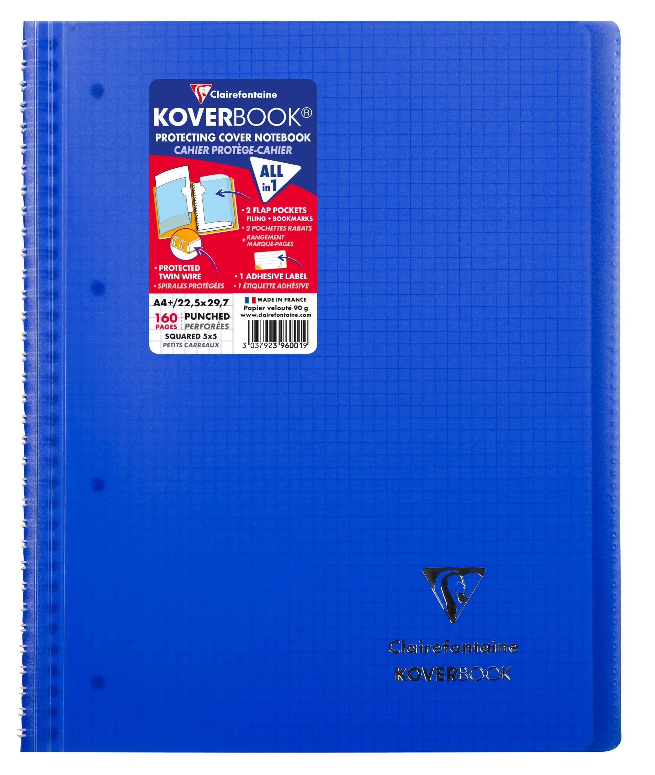 Clairefontaine 5x Doppelspiralblock A4+ 80 Blatt kariert Farben Sortiert 396001C
