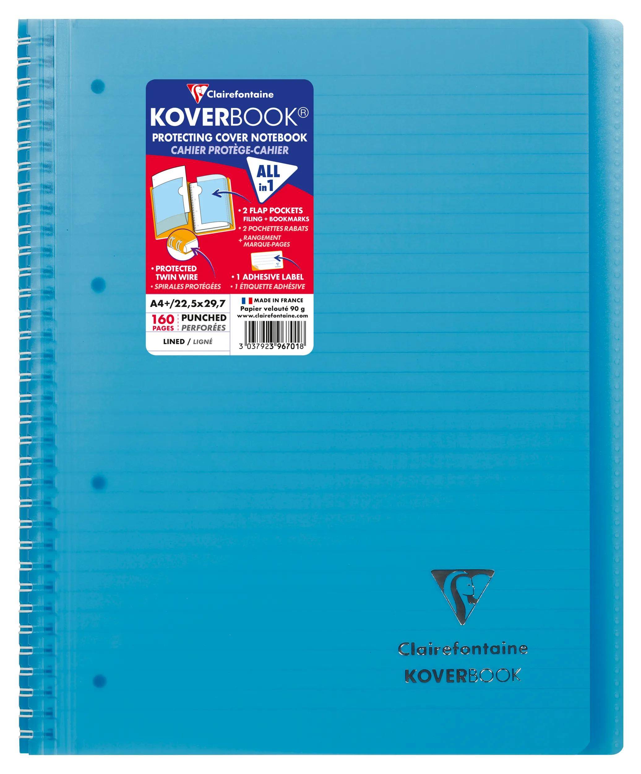 Clairefontaine 5x Koverbook Collegeblock A4+ 80 Blatt Farben Sortiert 396701C