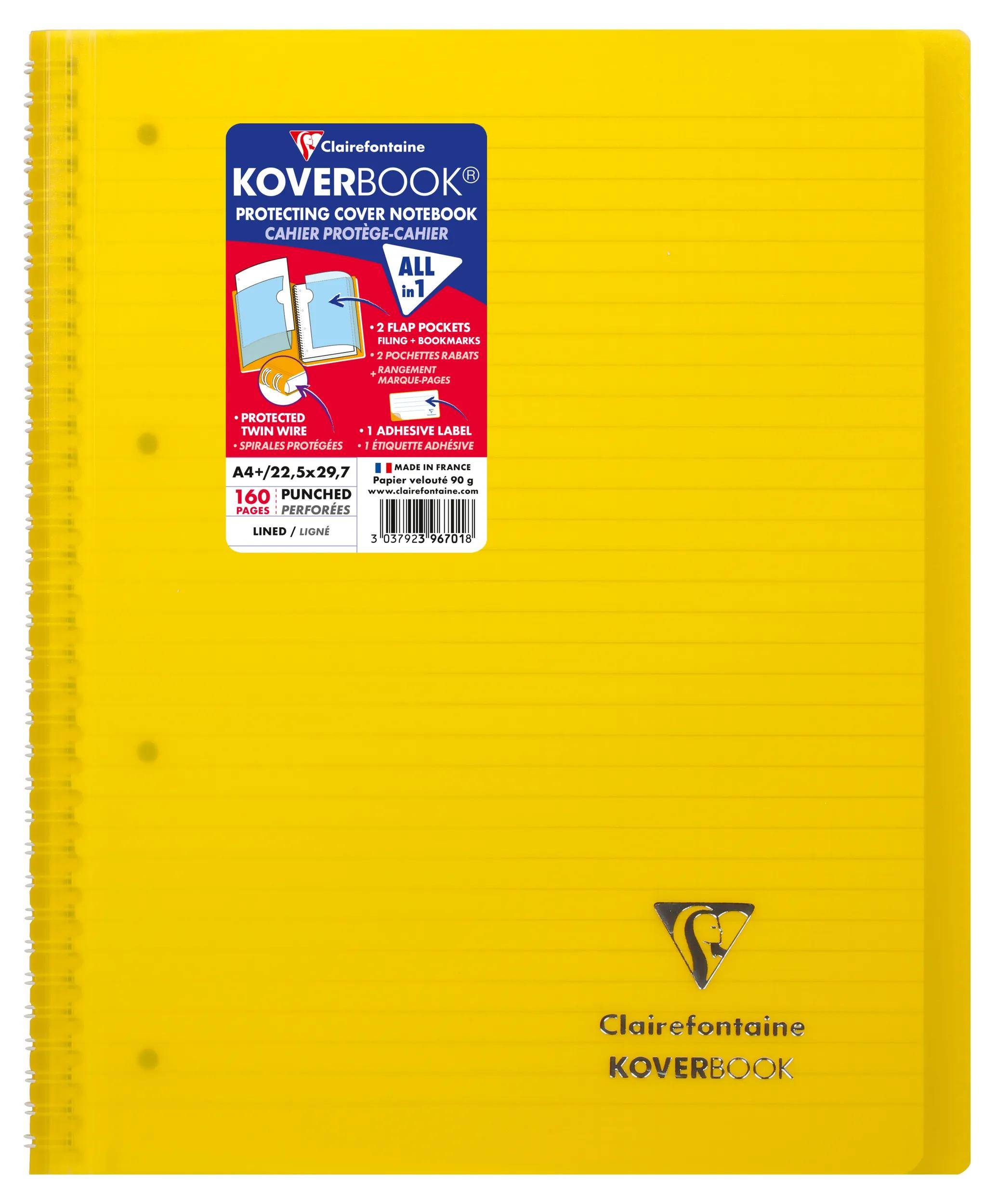 Clairefontaine 5x Koverbook Collegeblock A4+ 80 Blatt Farben Sortiert 396701C
