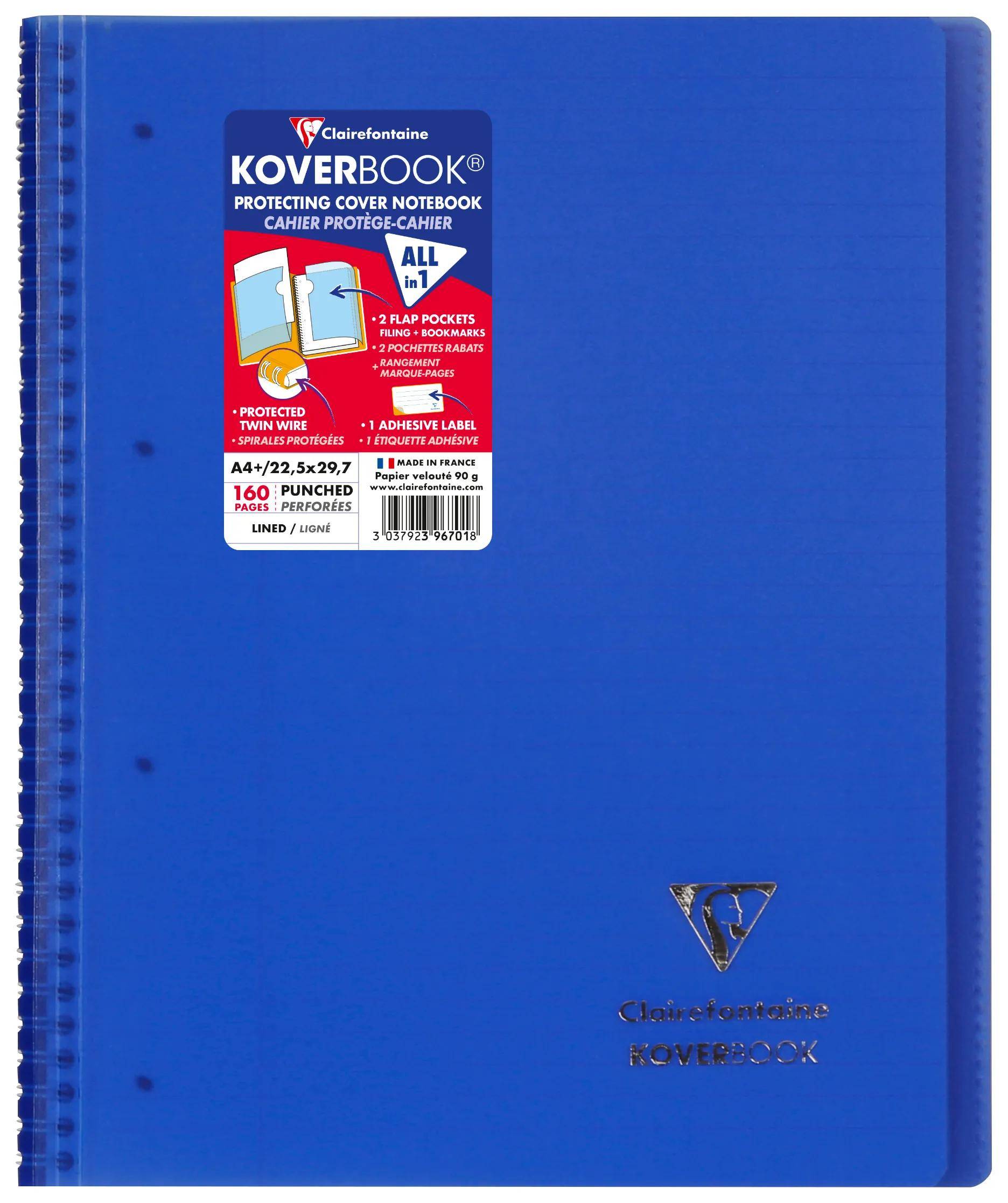Clairefontaine 5x Koverbook Collegeblock A4+ 80 Blatt Farben Sortiert 396701C