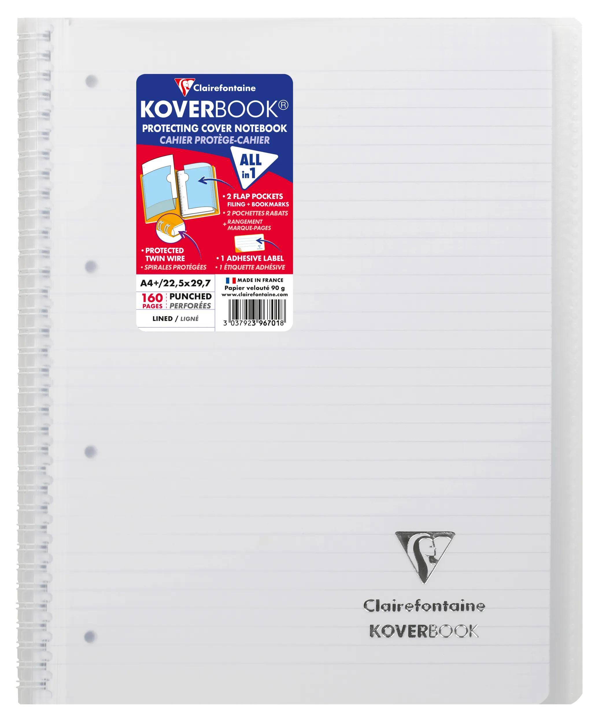 Clairefontaine 5x Koverbook Collegeblock A4+ 80 Blatt Farben Sortiert 396701C