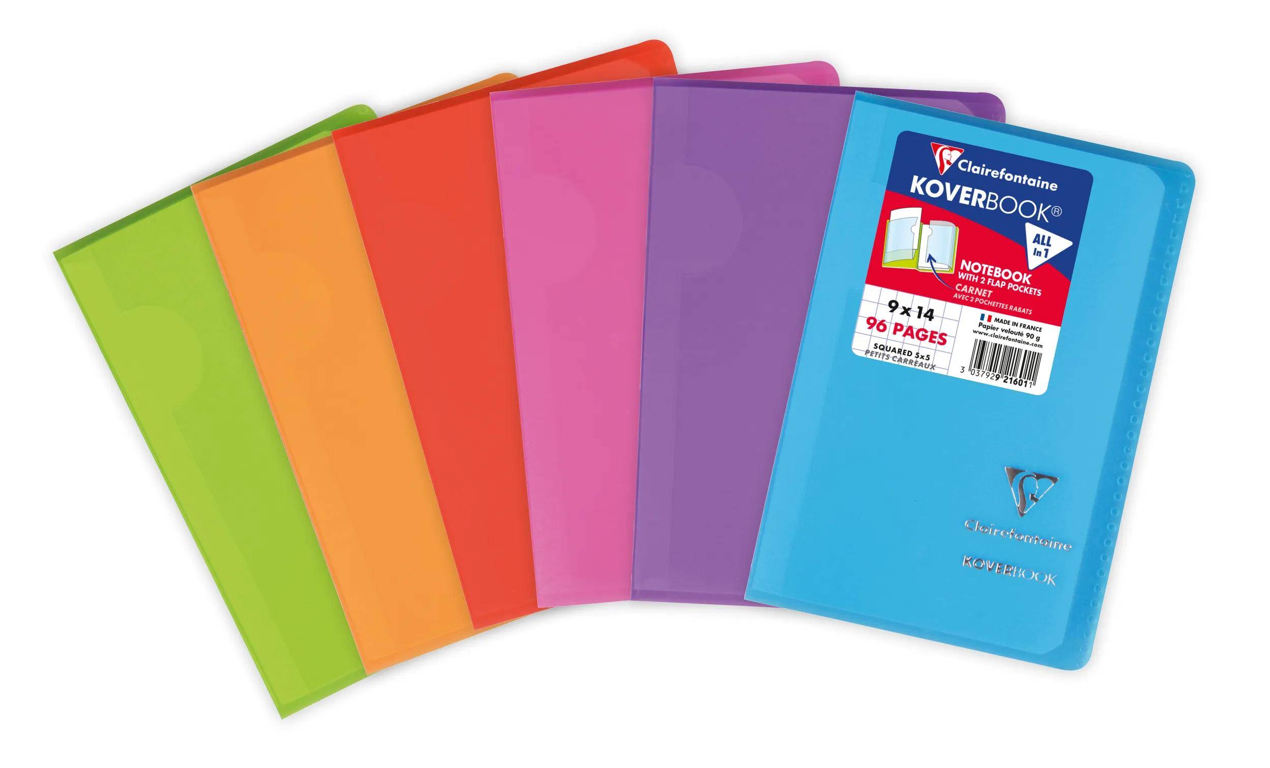 Clairefontaine 10x Koverbook Heft 9x14cm, 48 Blatt Farben Sortiert 921601C