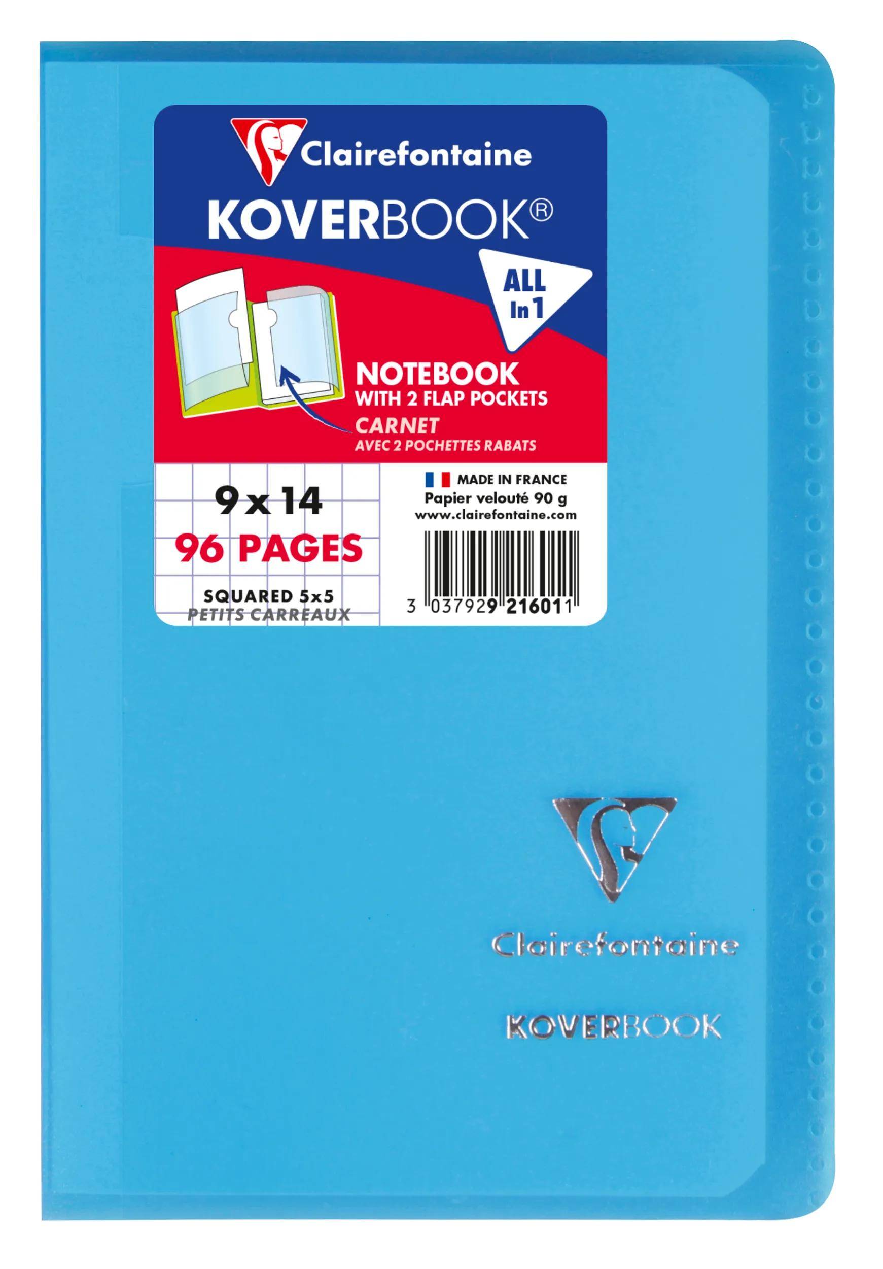 Blauer Clairefontaine Koverbook-Notizbucheinband mit der Bezeichnung „9 x 14