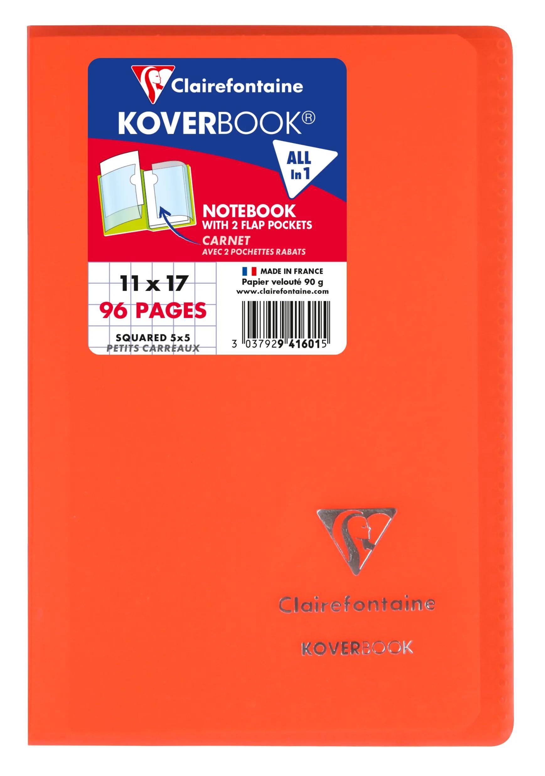 Orangefarbener Clairefontaine Koverbook Notizbucheinband mit Etikett mit der Aufschrift „All in 1
