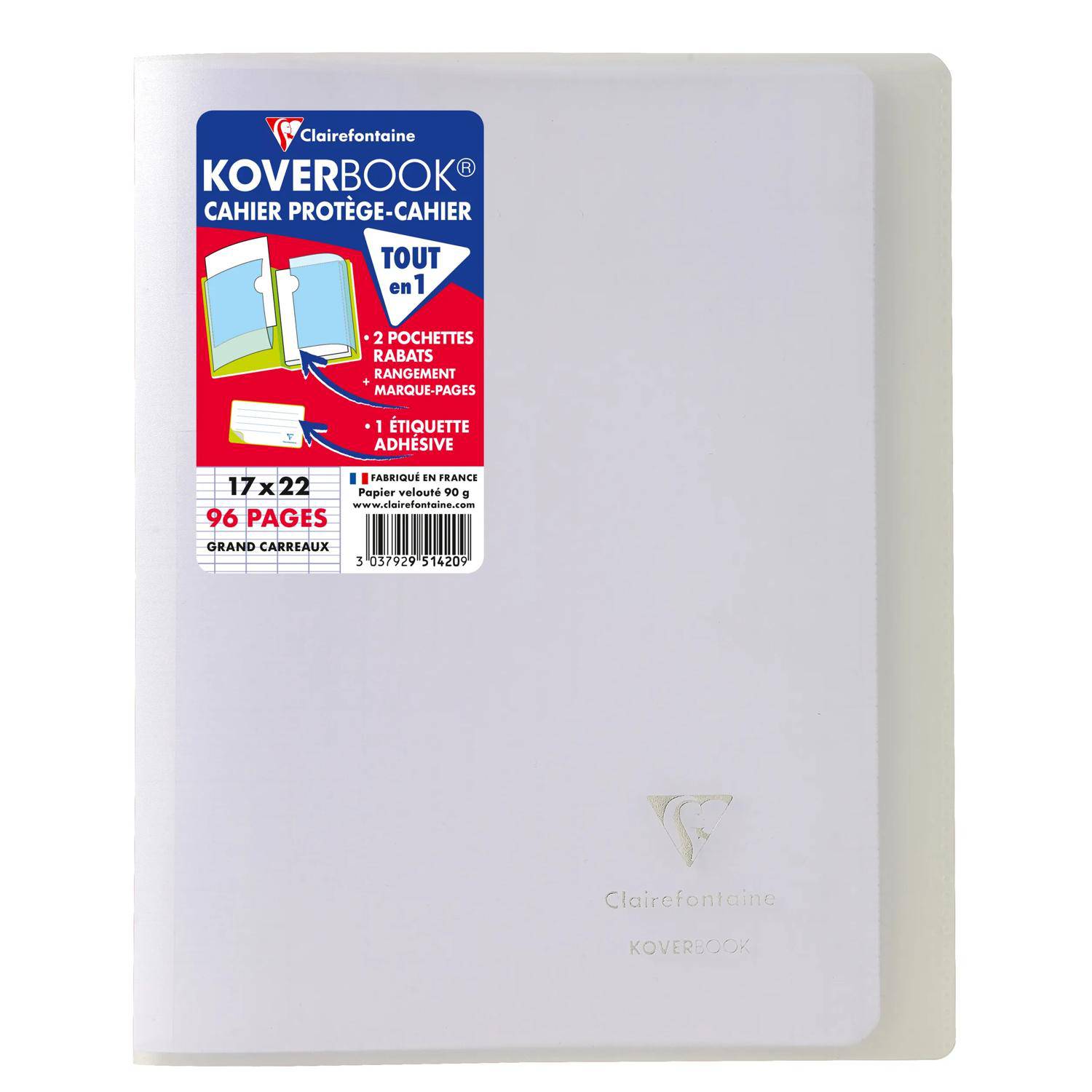 Weißes Clairefontaine Koverbook Notizbuch mit farbigem Etikett, mit der Aufschrift „Tout en 1