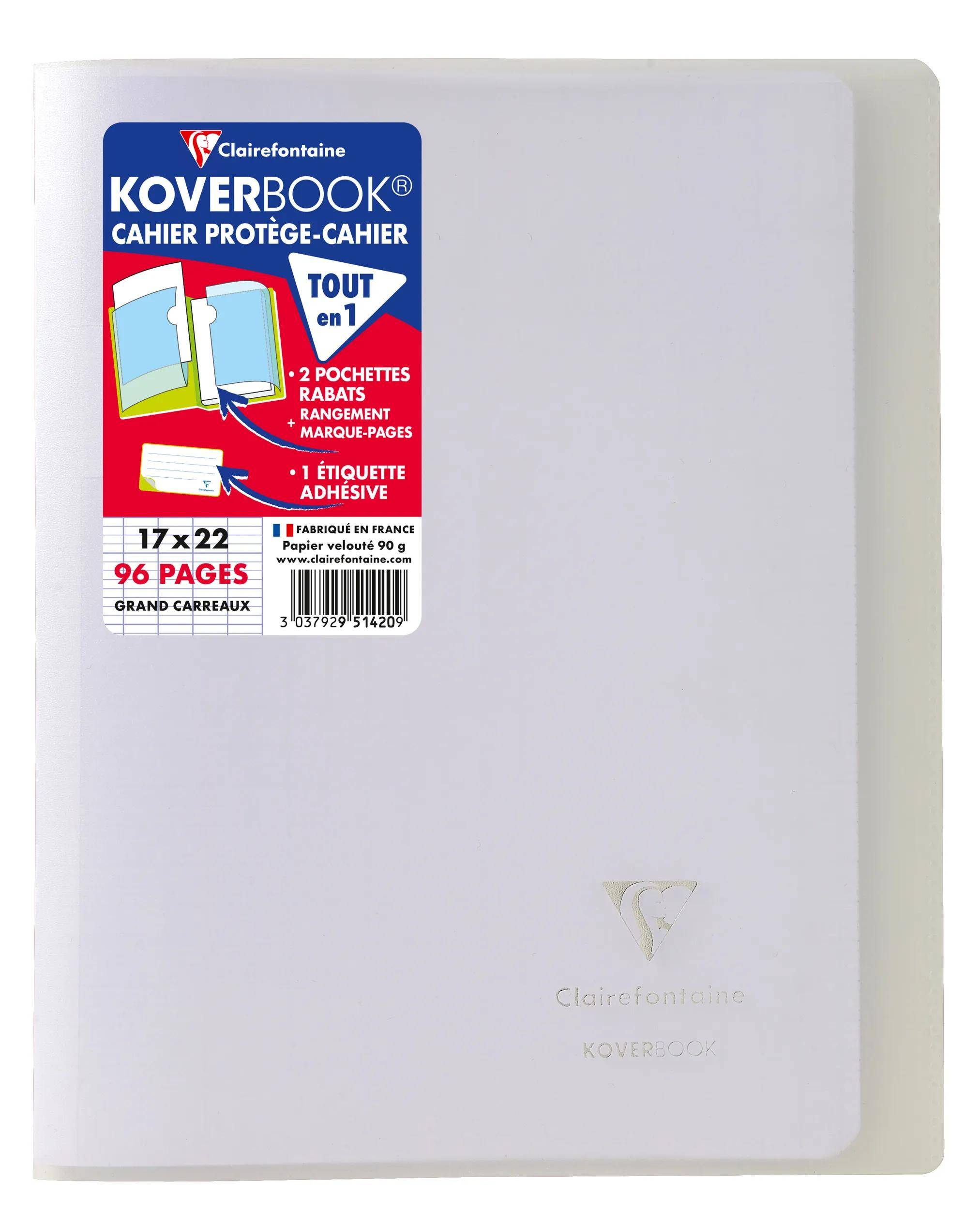 Graues Clairefontaine Koverbook Schulnotizbuch mit Umschlag mit Vorderetikett, das 