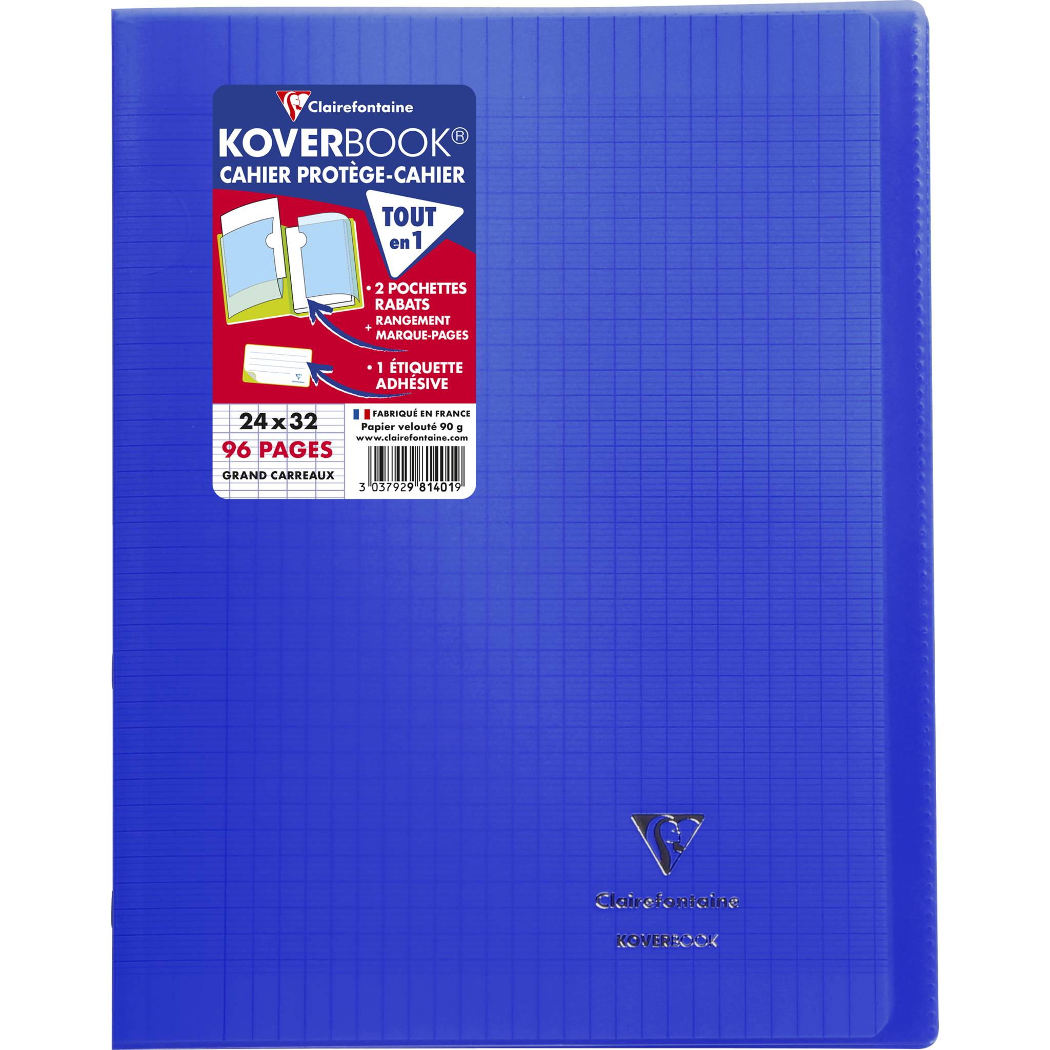 Blauer Clairefontaine Koverbook Notizbucheinband mit Etikett, das 