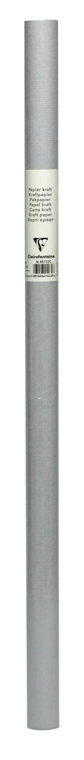 Clairefontaine 10x Farbiges gerilltes Kraftpapier 65g, Rolle 3x0,70m Grau 95732C