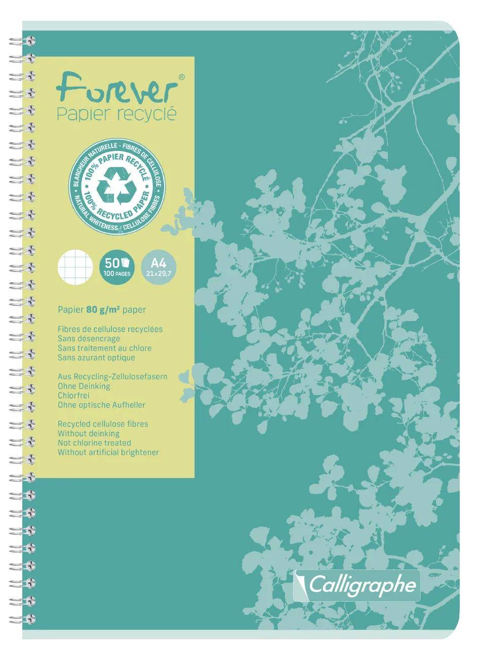 Türkisfarbenes spiralgebundenes Päckchen „Forever Papier recyclé