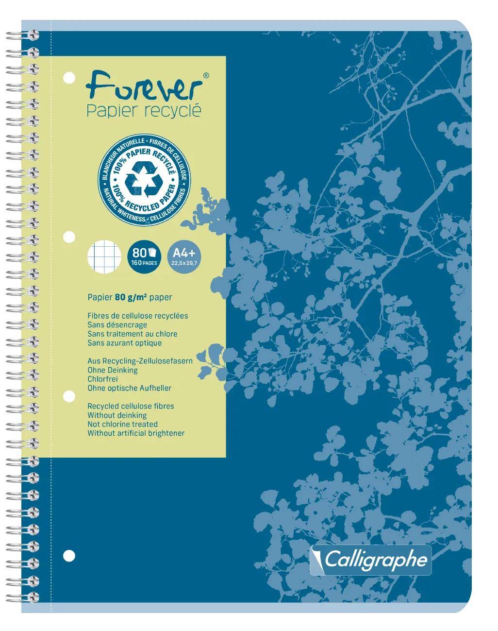 Calligraphe 5x Collegeblock A4+ Forever kariert 80 Blatt Calligraphe Blau 17427C