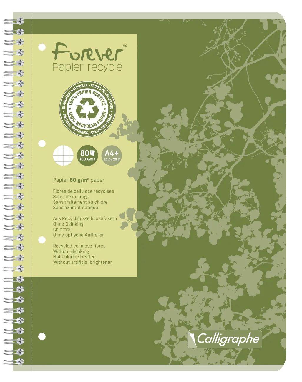 Grünes spiralgebundenes Notizbuch „Forever Papier recyclé