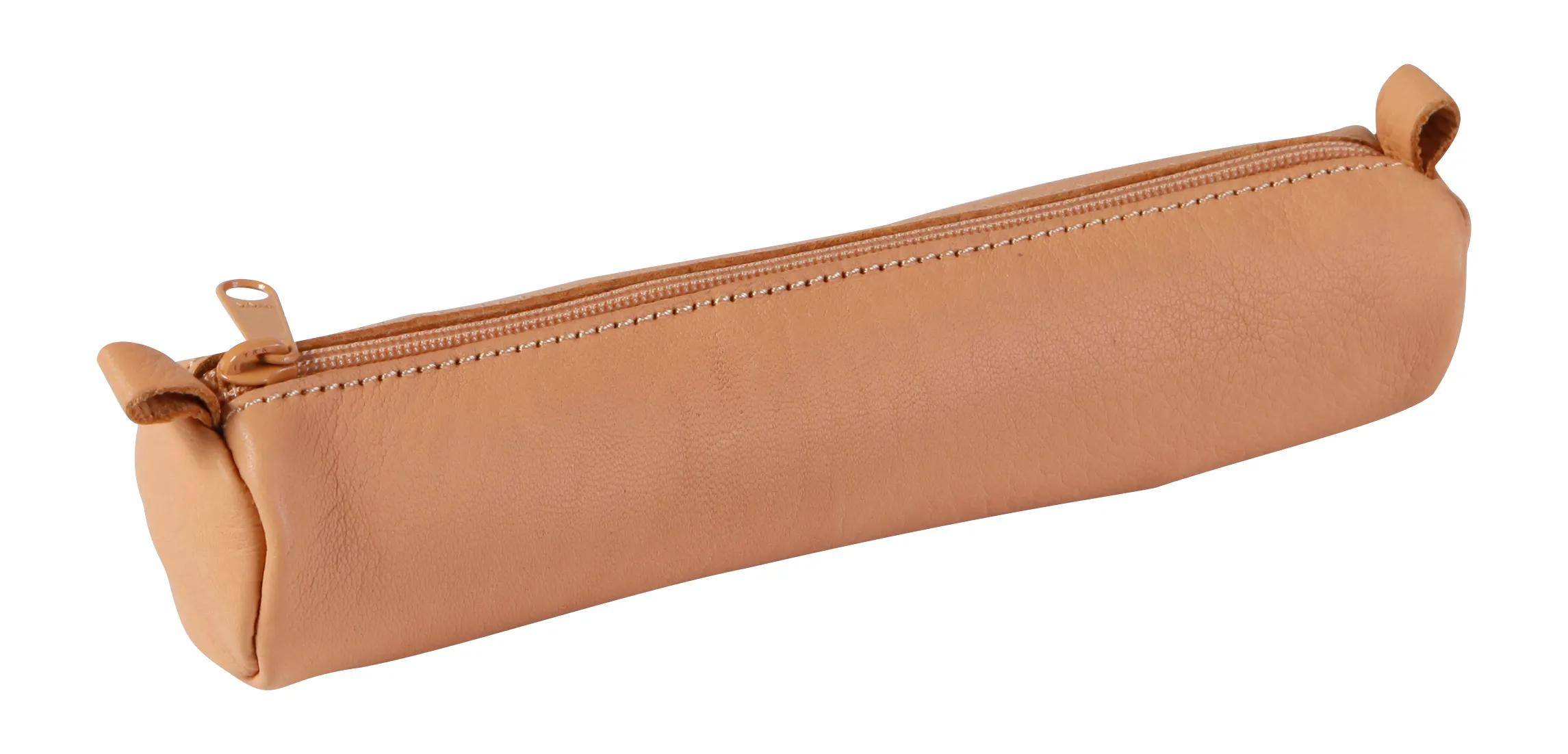 Clairefontaine 6x kleines Schlampermäppchen aus Leder Ø3 ,5x18cm Natur 8303C