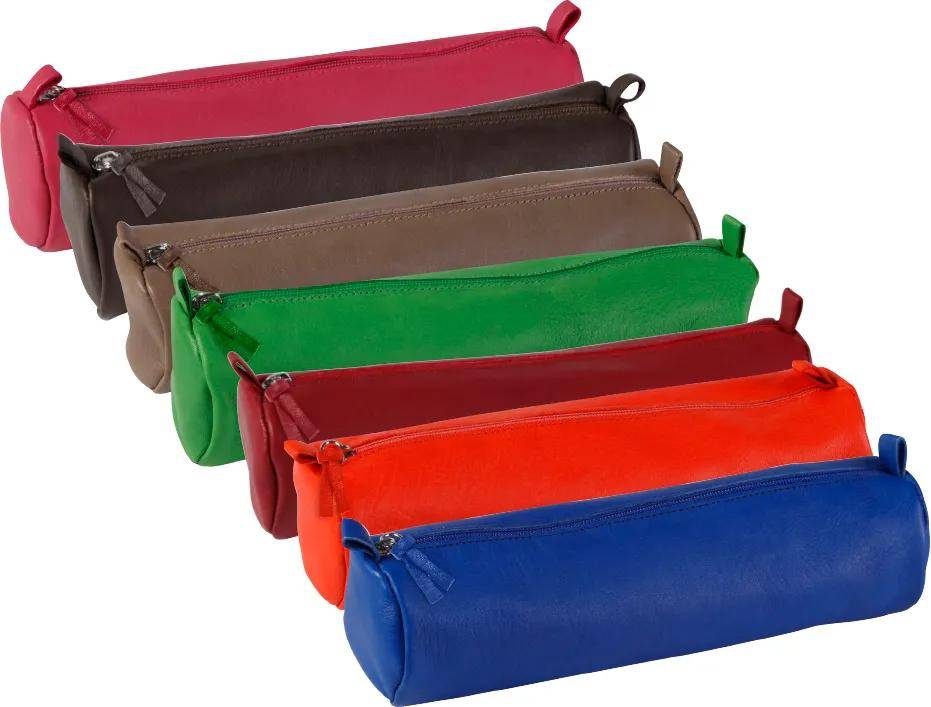 Clairefontaine 6x Schlampermäppchen Leder einfarbig Ø5,5x22cm Rot 8308C
