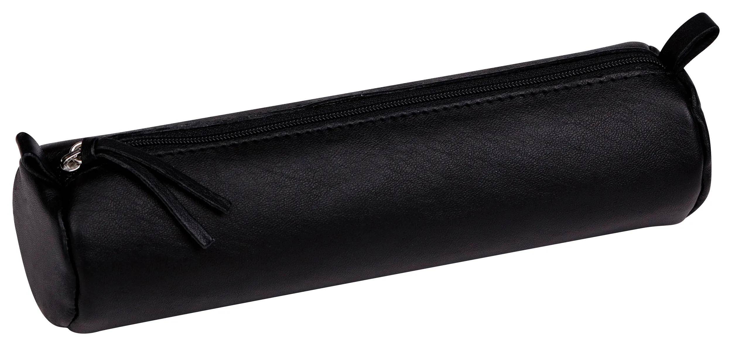 Clairefontaine 6x Schlampermäppchen rund Leder schwarz Ø5,5x22cm Schwarz 8320C