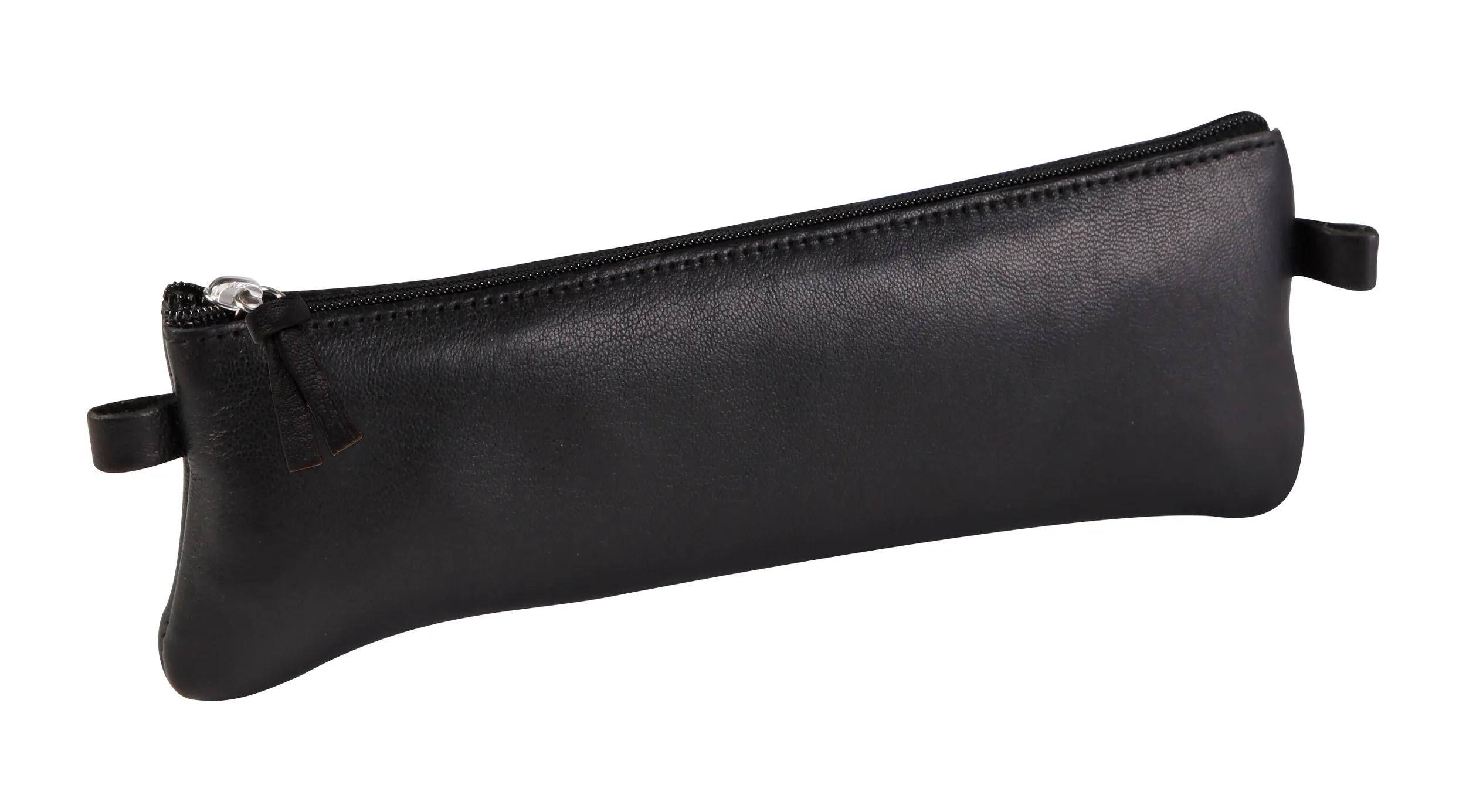 Clairefontaine 6x Schlampermäppchen flach aus Leder schwarz 22x6cm Schwarz 8322C