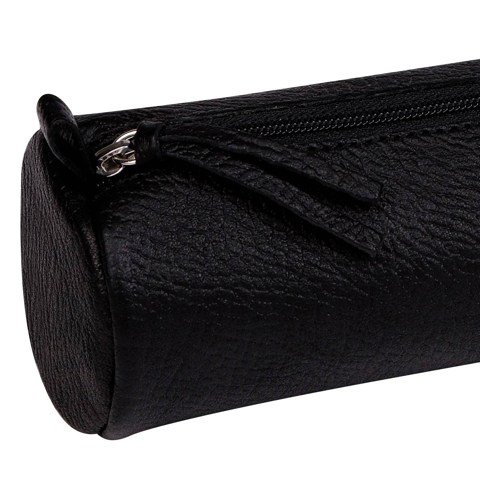 Clairefontaine 6x Rundes Schlampermäppchen aus Leder 5x22cm - Schwarz 8325C