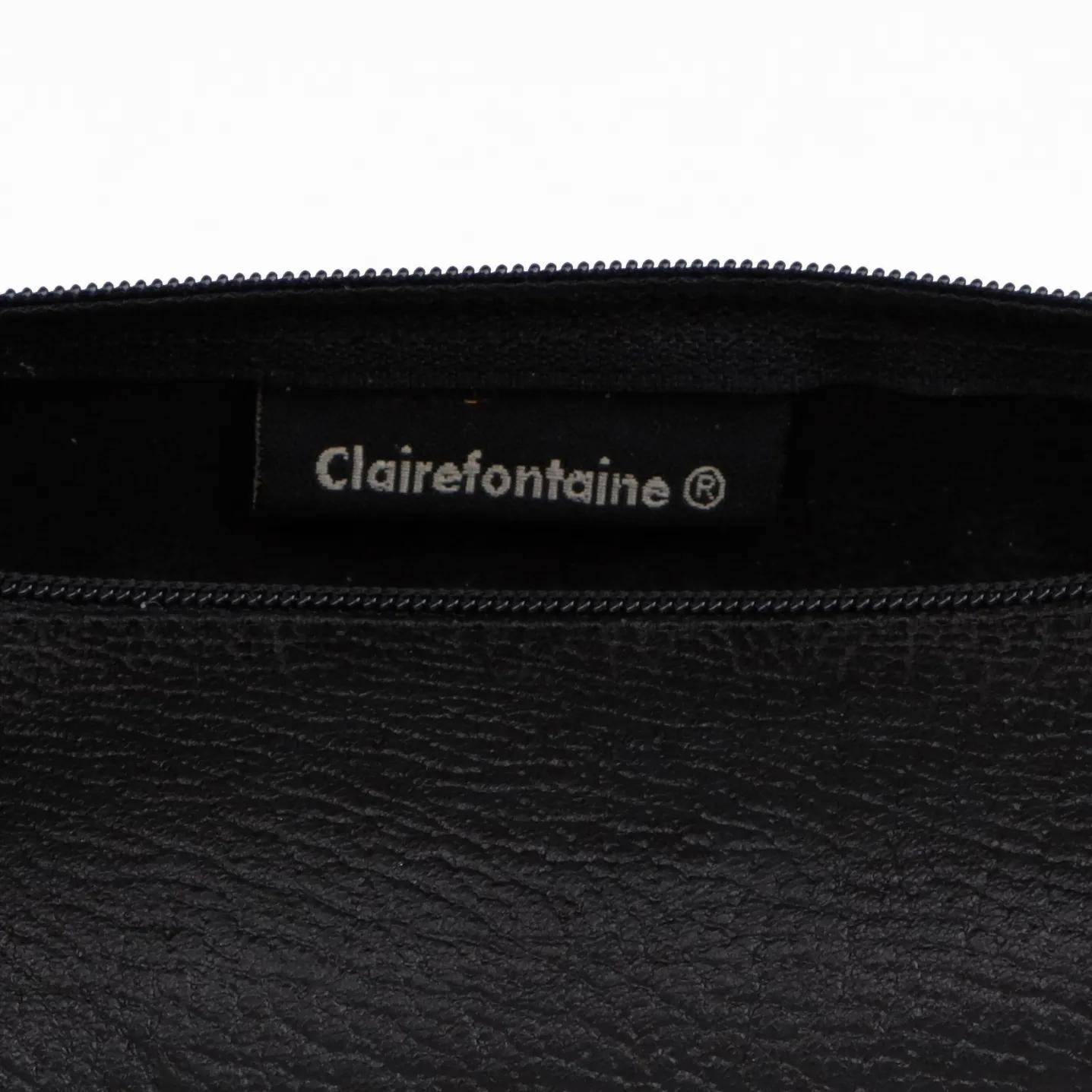 Clairefontaine 6x Rundes Schlampermäppchen aus Leder 5x22cm - Schwarz 8325C
