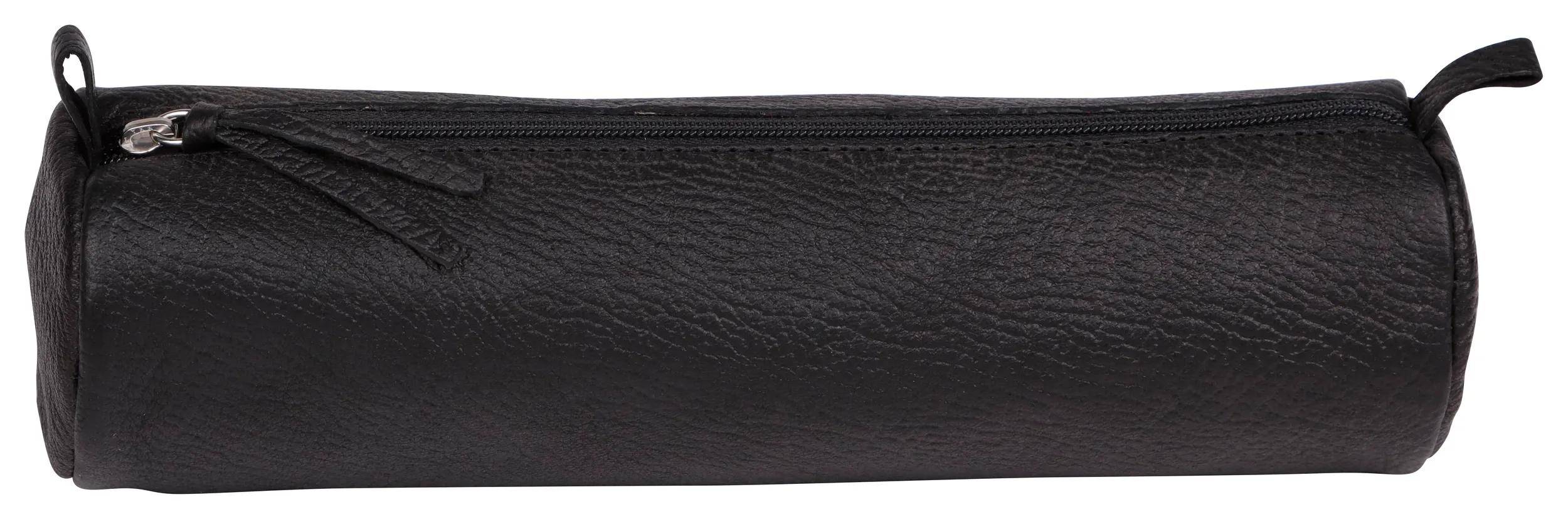 Clairefontaine 6x Rundes Schlampermäppchen aus Leder 5x22cm - Schwarz 8325C