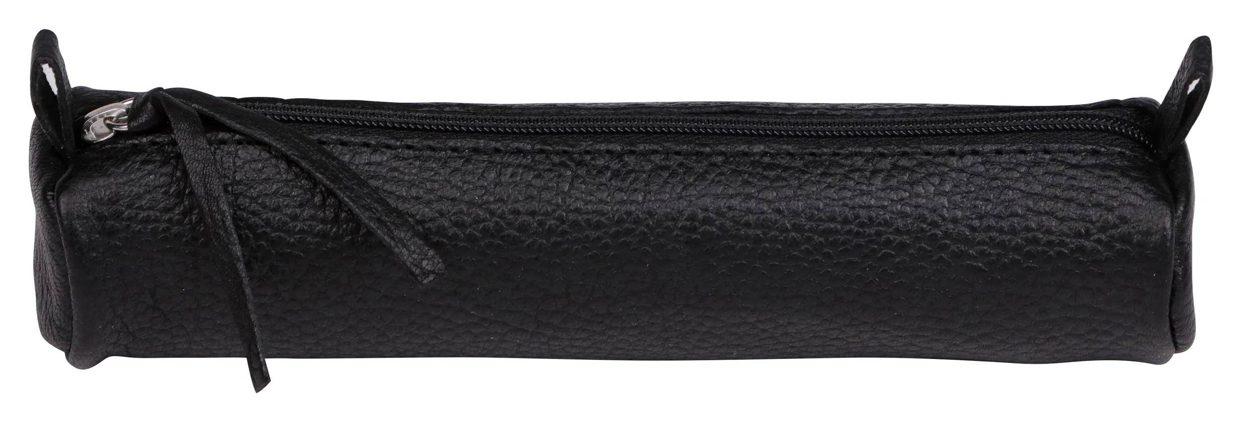 Clairefontaine 6x Kleines Schlampermäppchen aus Leder Ø3 ,5x18cm Schwarz 8327C