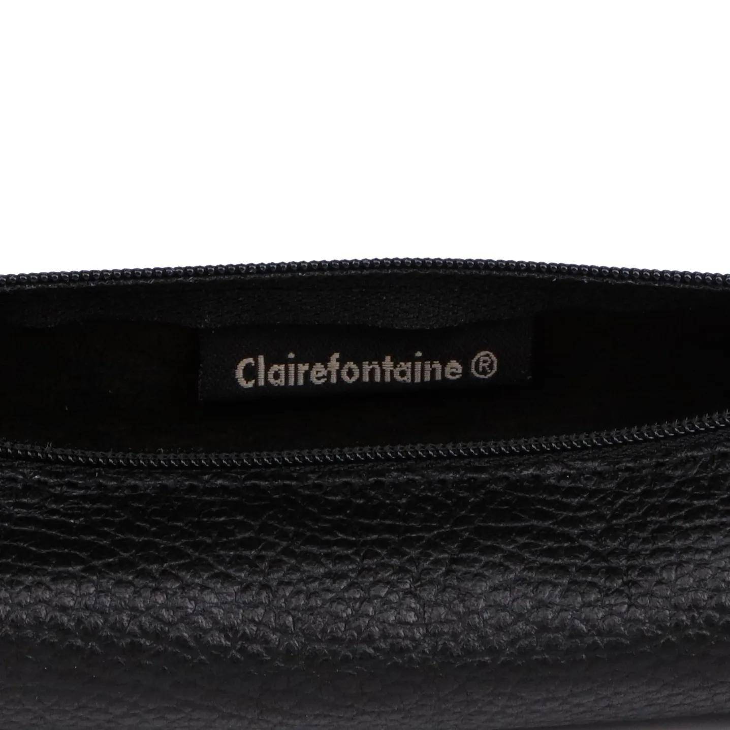 Clairefontaine 6x Kleines Schlampermäppchen aus Leder Ø3 ,5x18cm Schwarz 8327C