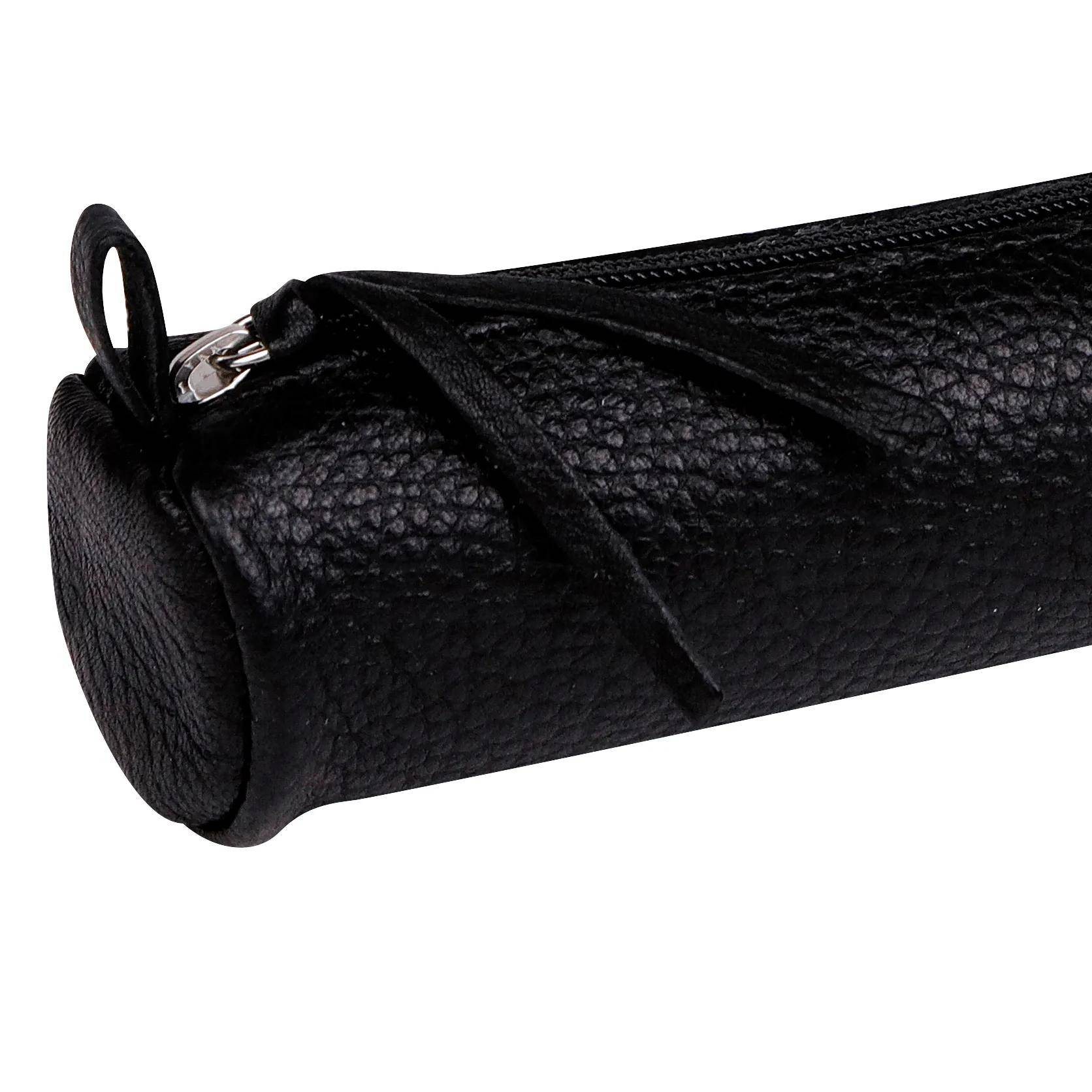 Clairefontaine 6x Kleines Schlampermäppchen aus Leder Ø3 ,5x18cm Schwarz 8327C