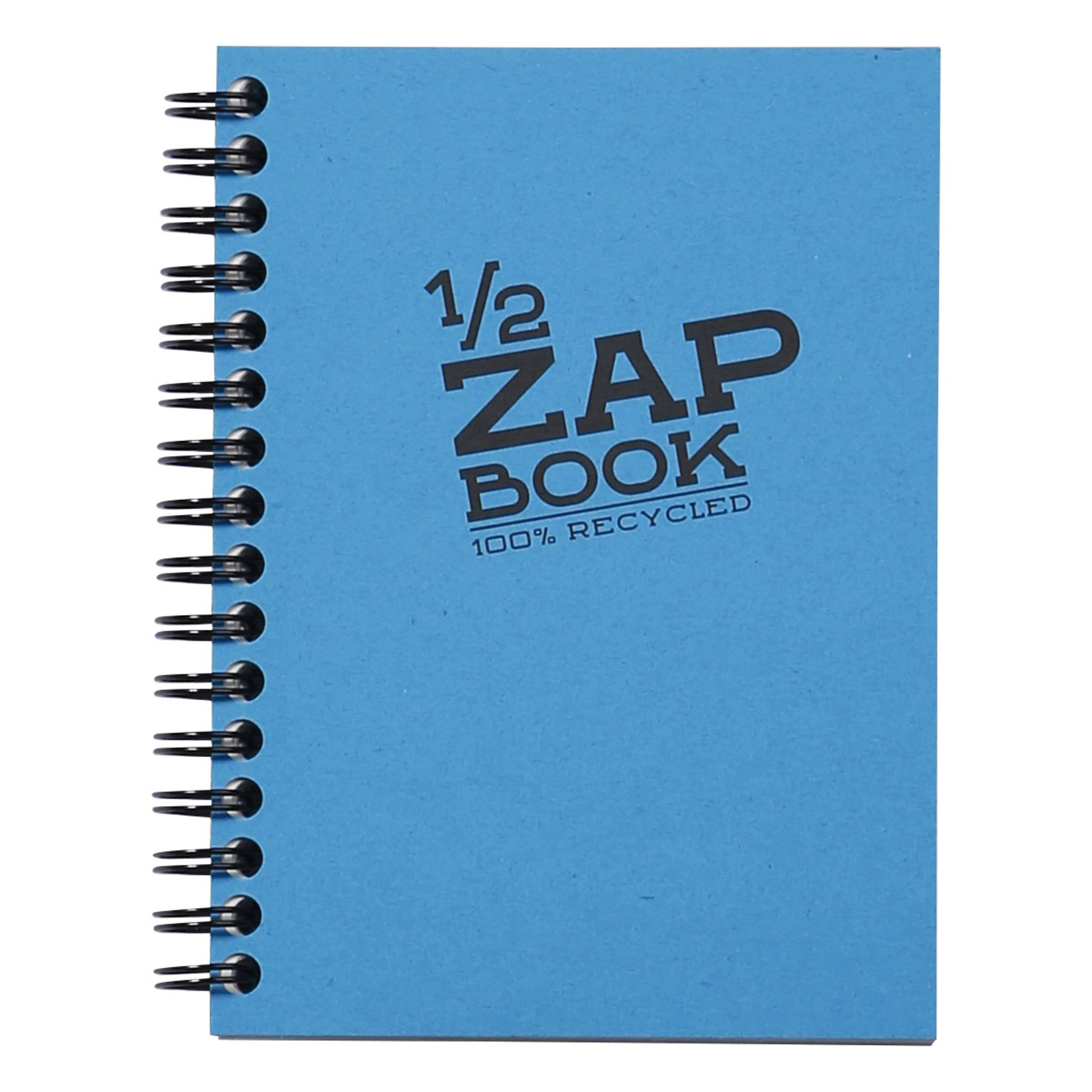 Blaues spiralgebundenes Notizbuch mit der Aufschrift „1/2 ZAP BOOK