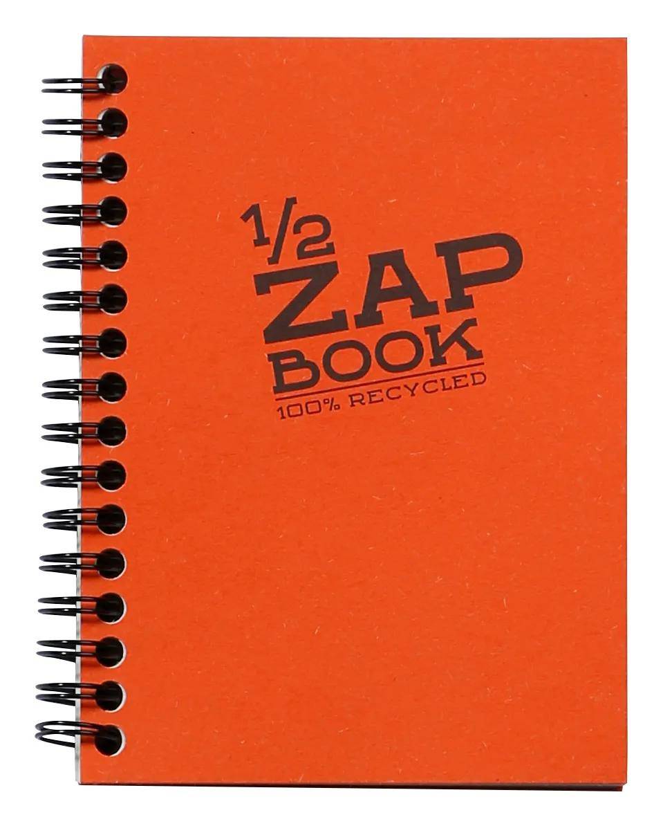 Orange spiralgebundenes Notizbuch mit Covertext „1/2 ZAP BOOK