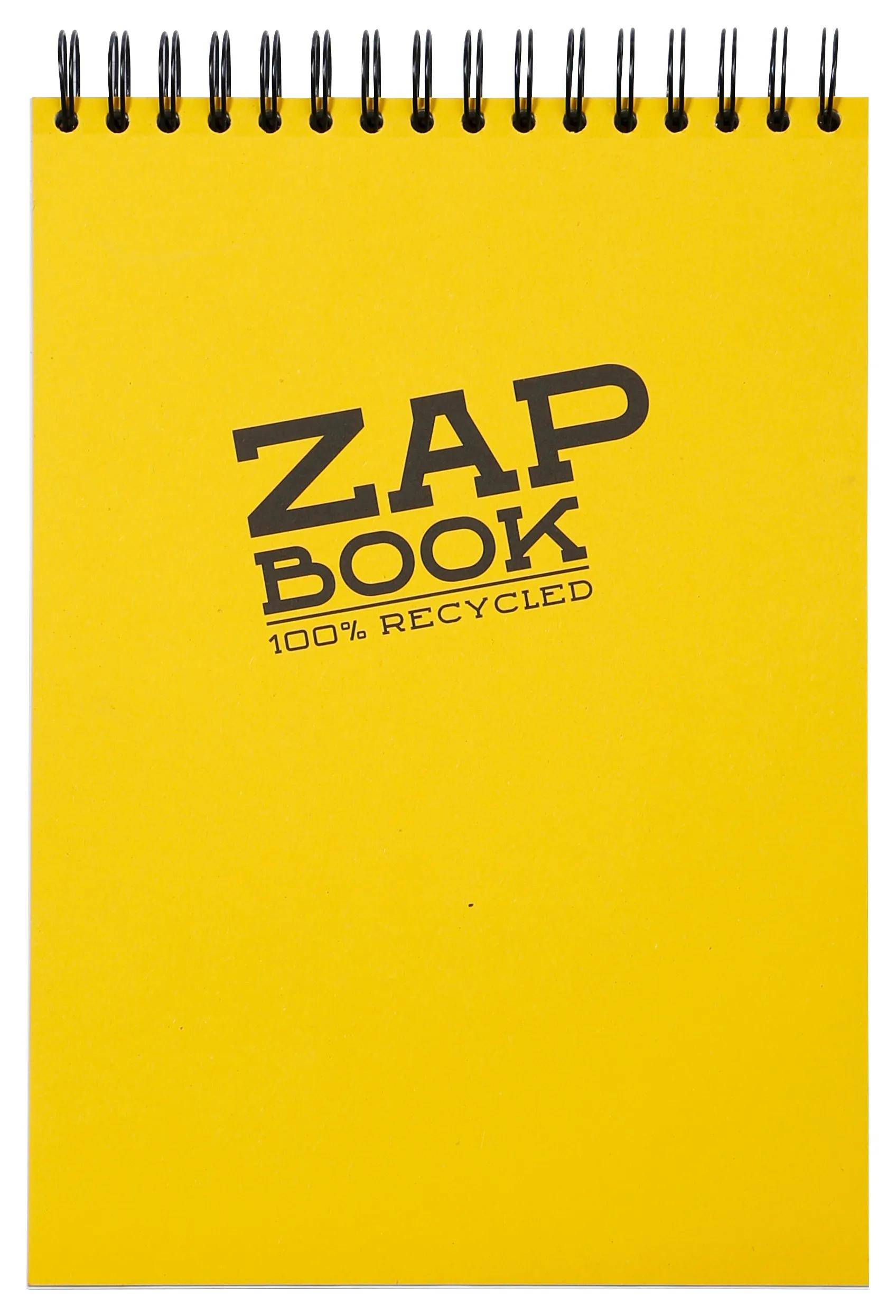 Gelbes spiralgebundenes Notizbuch-Cover mit „ZAP BOOK