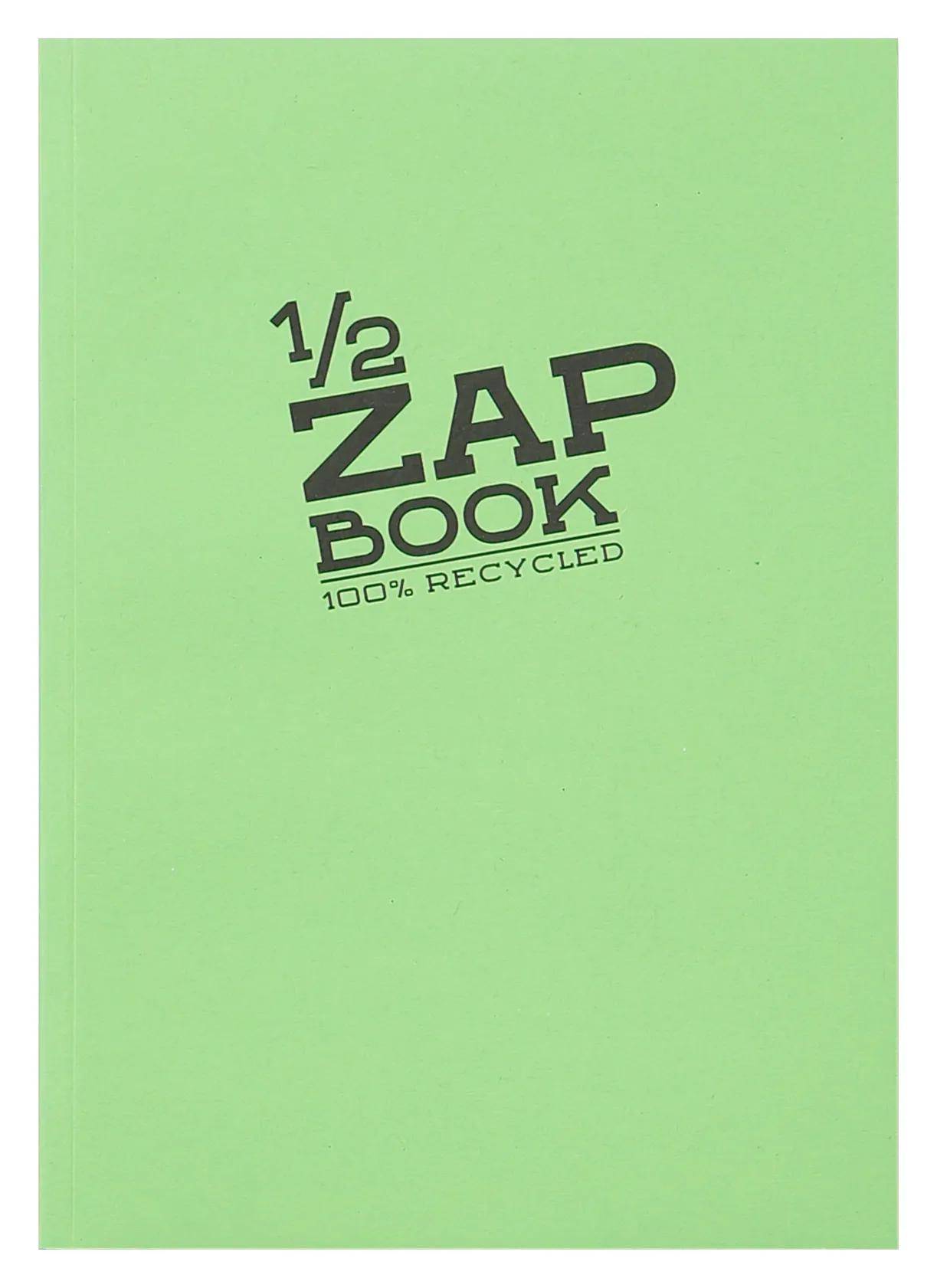 Grüner Notizbucheinband mit schwarzem Text „1/2 ZAP BOOK
