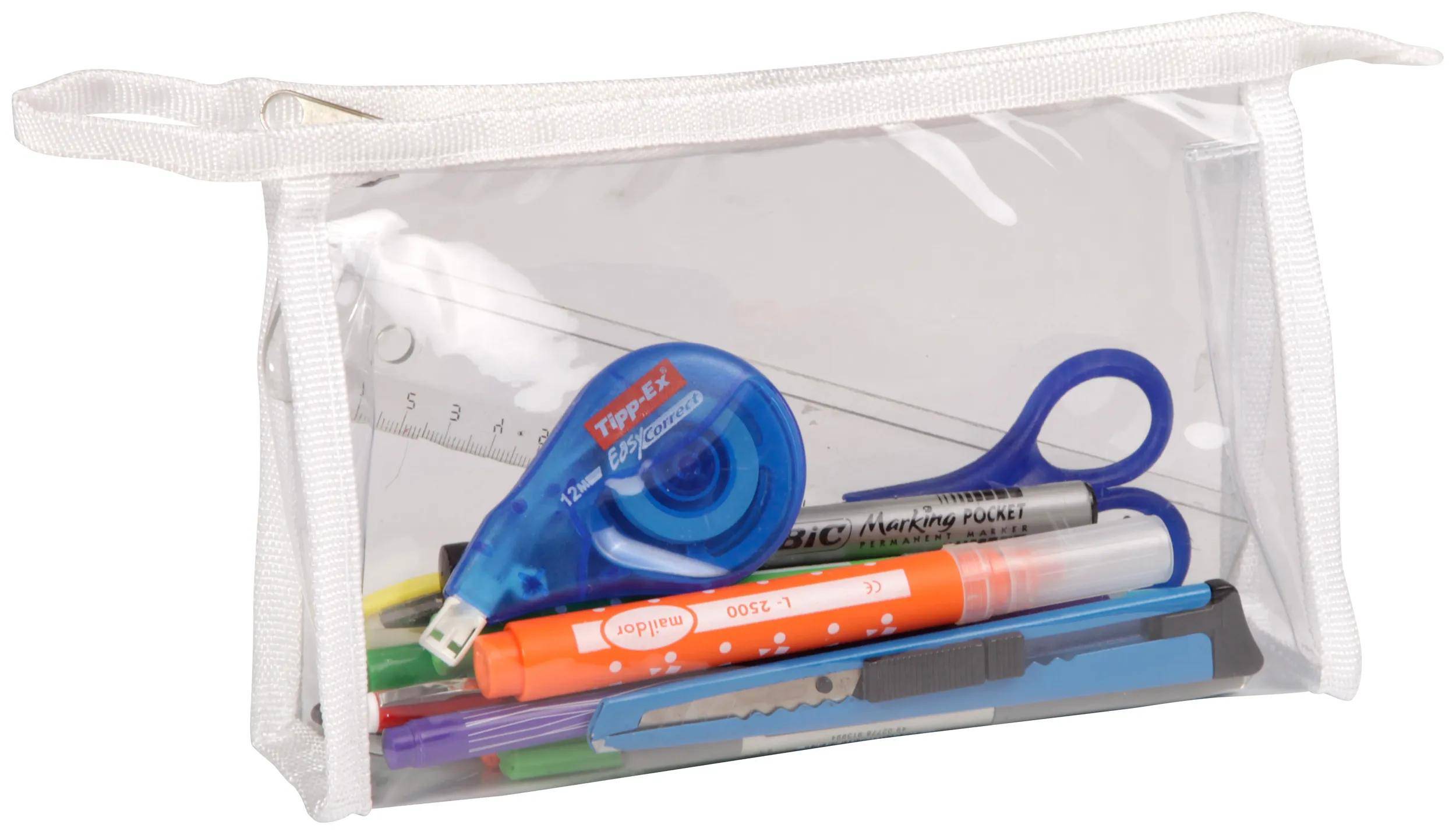 Clairefontaine 4x Rechteckiges Schlampermäppchen 22x4x14cm Transparent 8487C