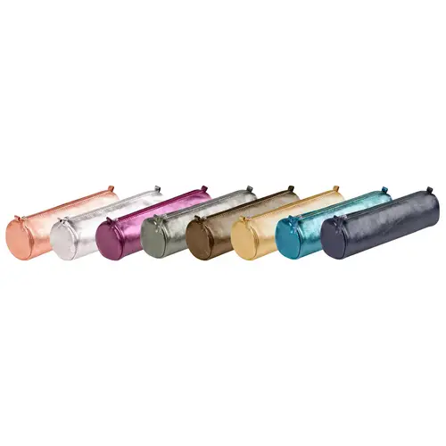 Clairefontaine 4x Schlampermäppchen Leder Cuirisé rund Ø5,5x22cm Silber 8688C Clairefontaine 4x Schlampermäppchen Leder Cuirisé rund Ø5,5x22cm Silber 8688C