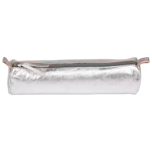 Clairefontaine 4x Schlampermäppchen Leder Cuirisé rund Ø5,5x22cm Silber 8688C Clairefontaine 4x Schlampermäppchen Leder Cuirisé rund Ø5,5x22cm Silber 8688C